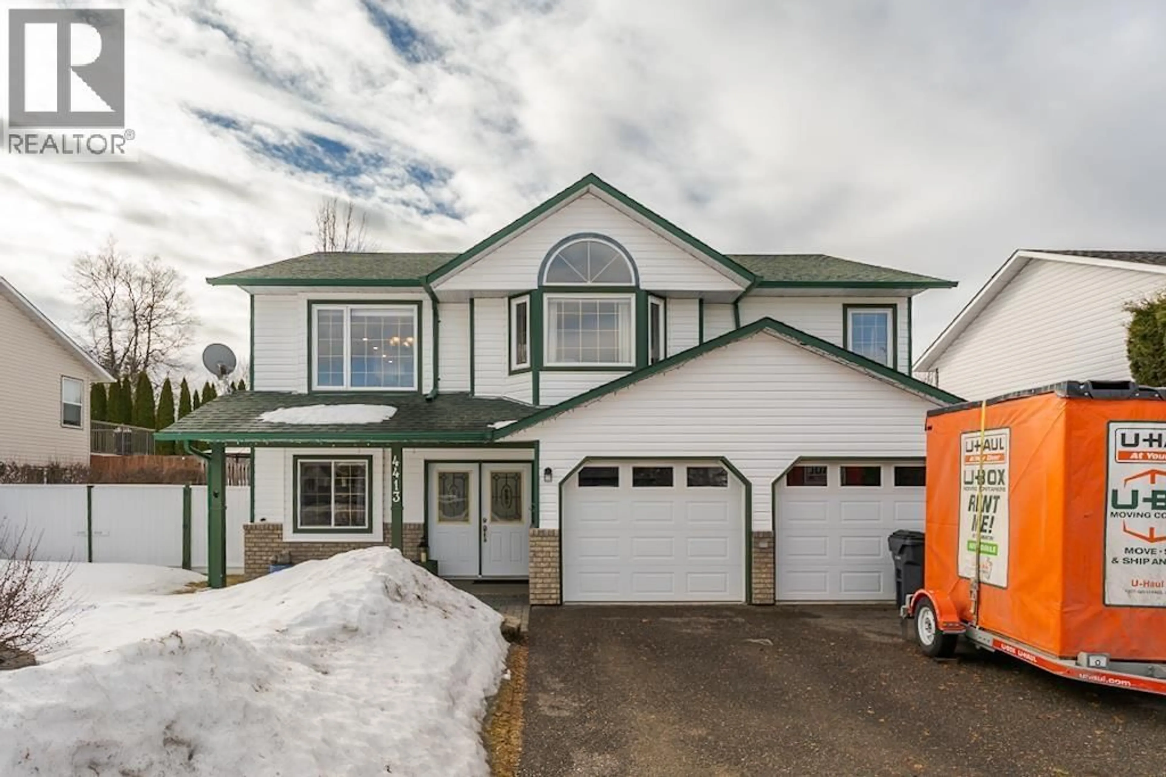 Home with vinyl exterior material, street for 4413 STAUBLE ROAD, Prince George British Columbia V2K4X3