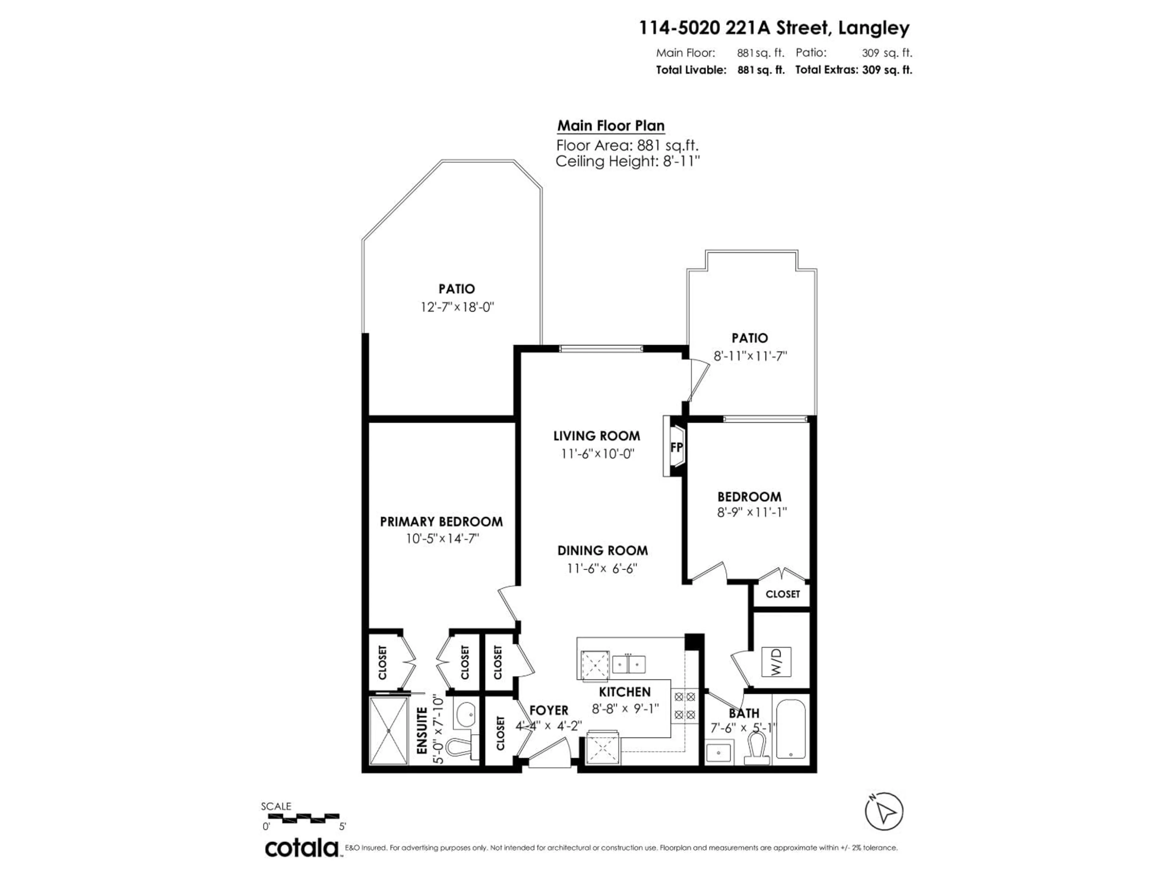 Floor plan for 114 - 5020 221A STREET, Langley British Columbia V2Y0V5