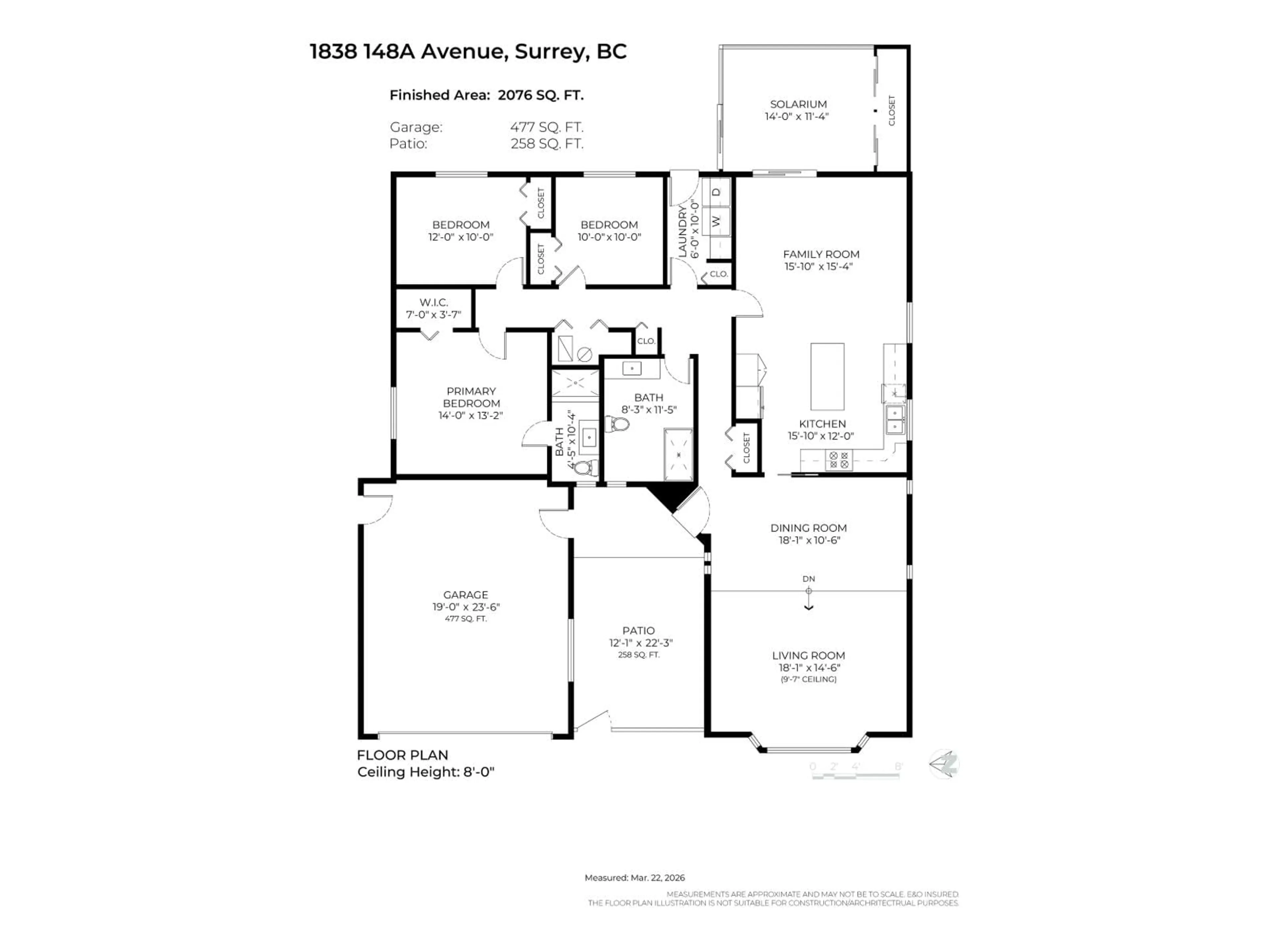 Floor plan for 1838 148A STREET, Surrey British Columbia V4A6R4