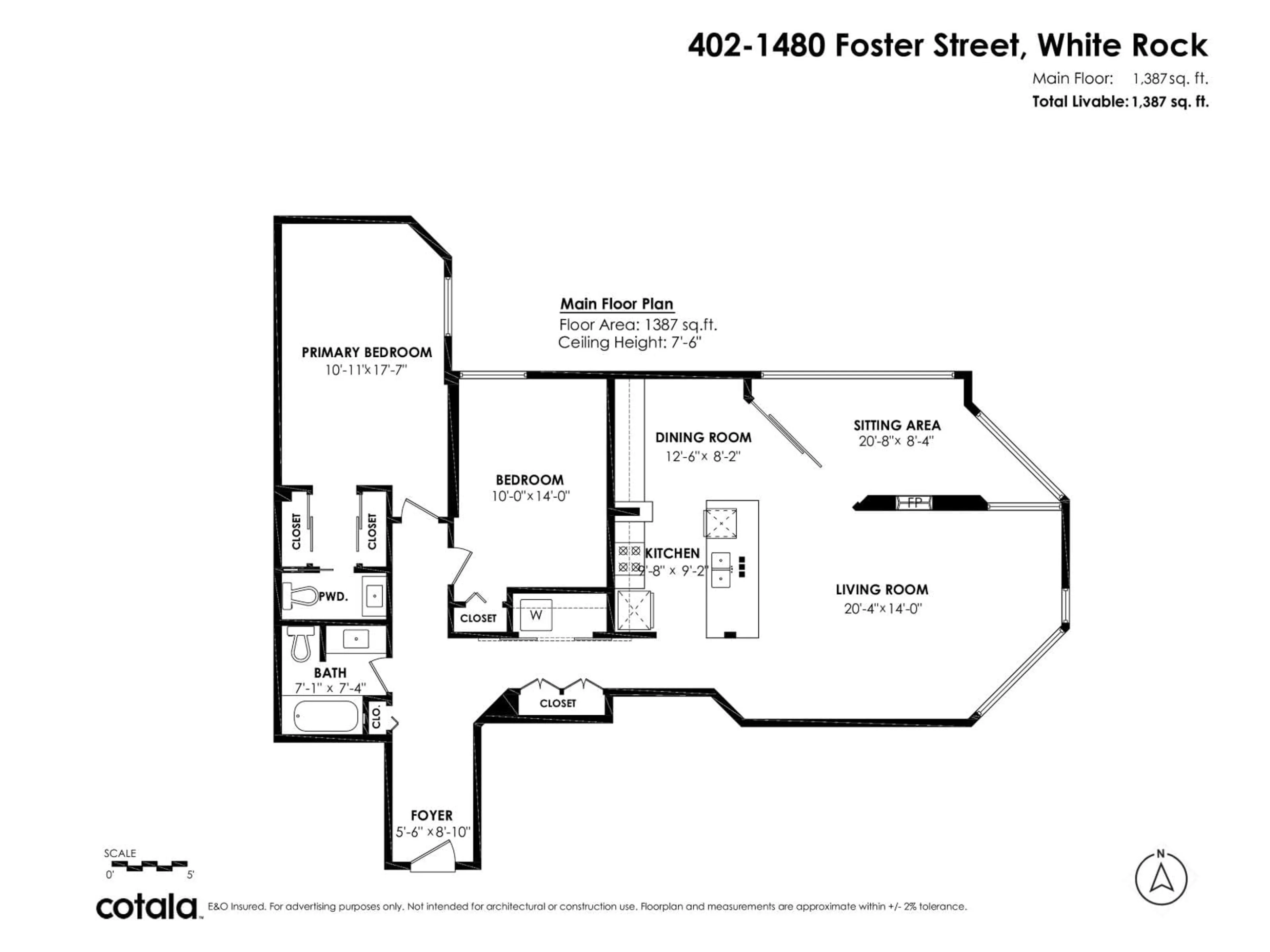 Floor plan for 402 - 1480 FOSTER STREET, White Rock British Columbia V4B3X7
