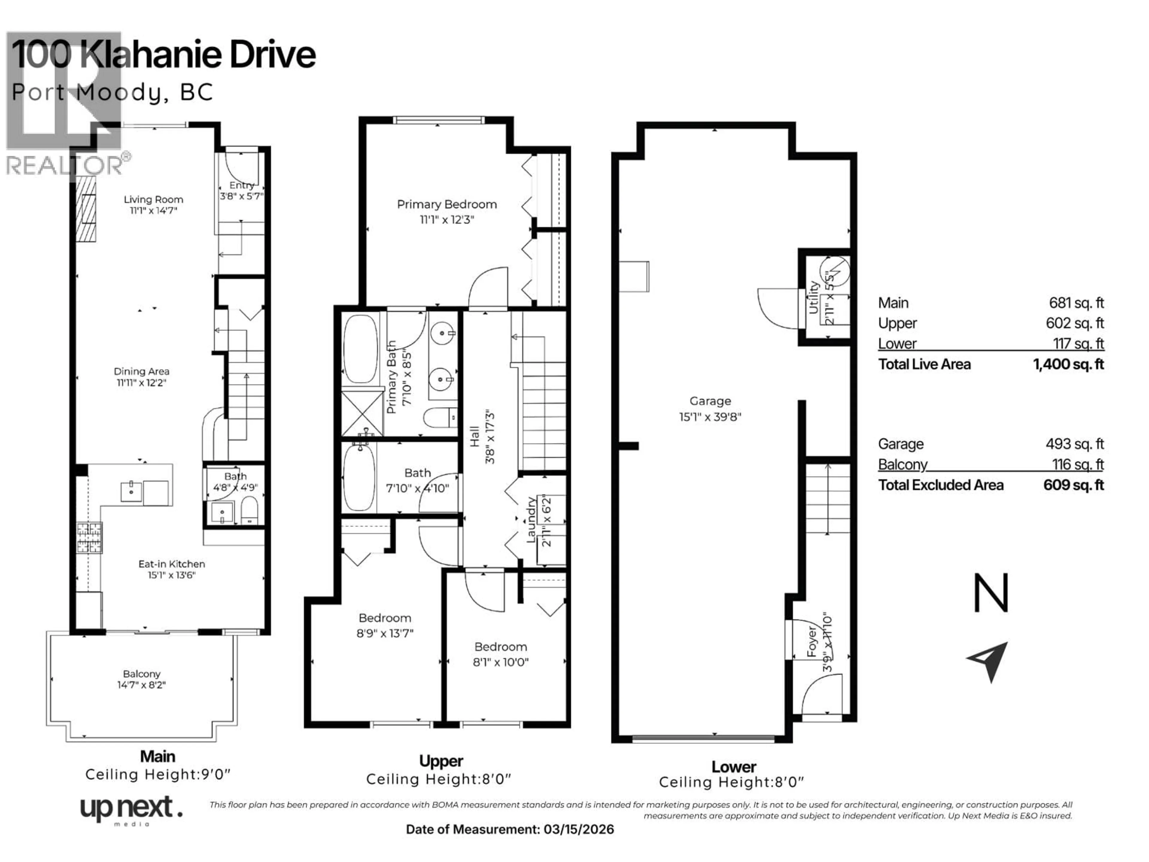 Floor plan for 86 - 100 KLAHANIE DRIVE, Port Moody British Columbia V3H5K3