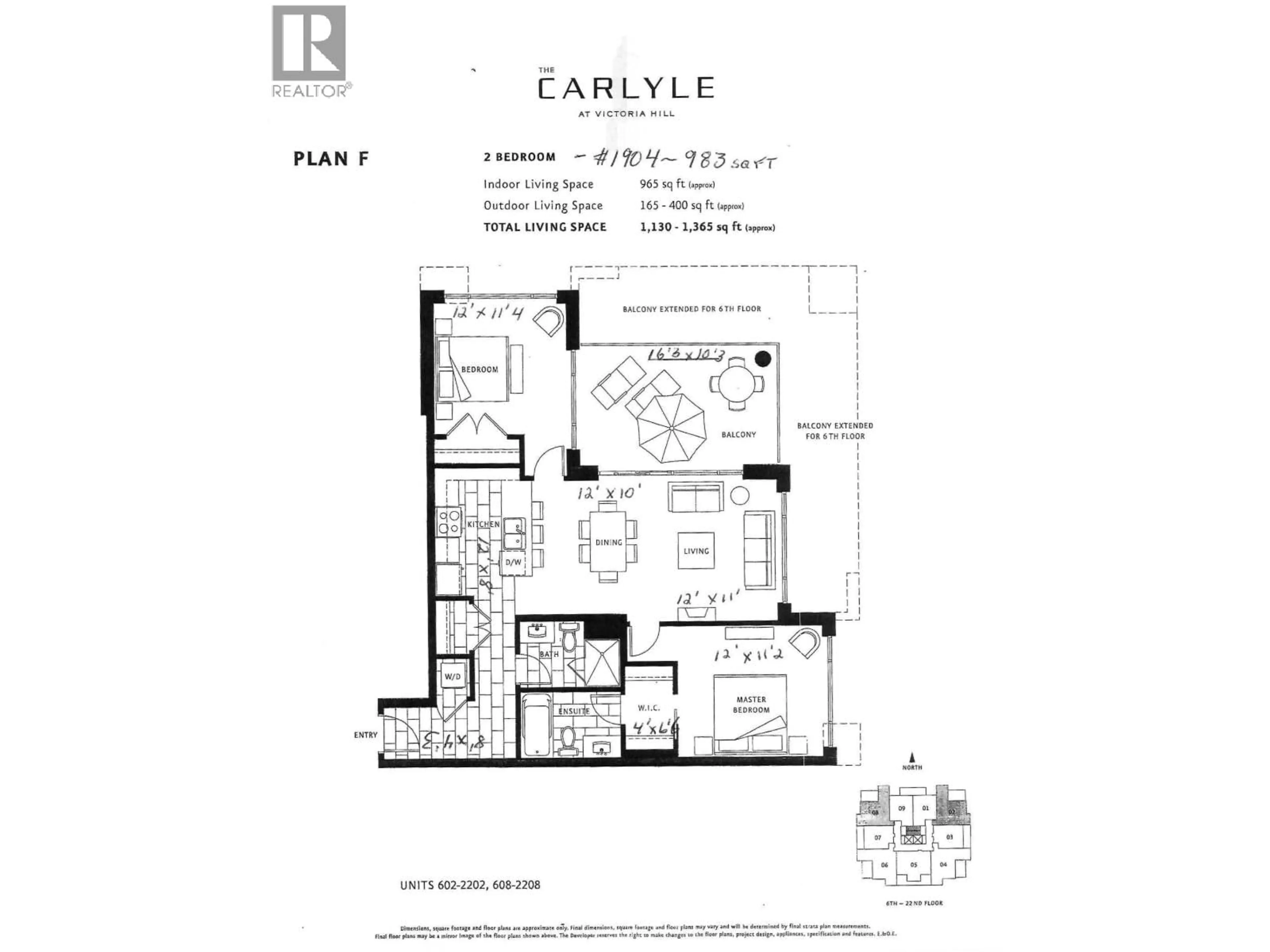 Floor plan for 1904 - 280 ROSS DRIVE, New Westminster British Columbia V3L0C2