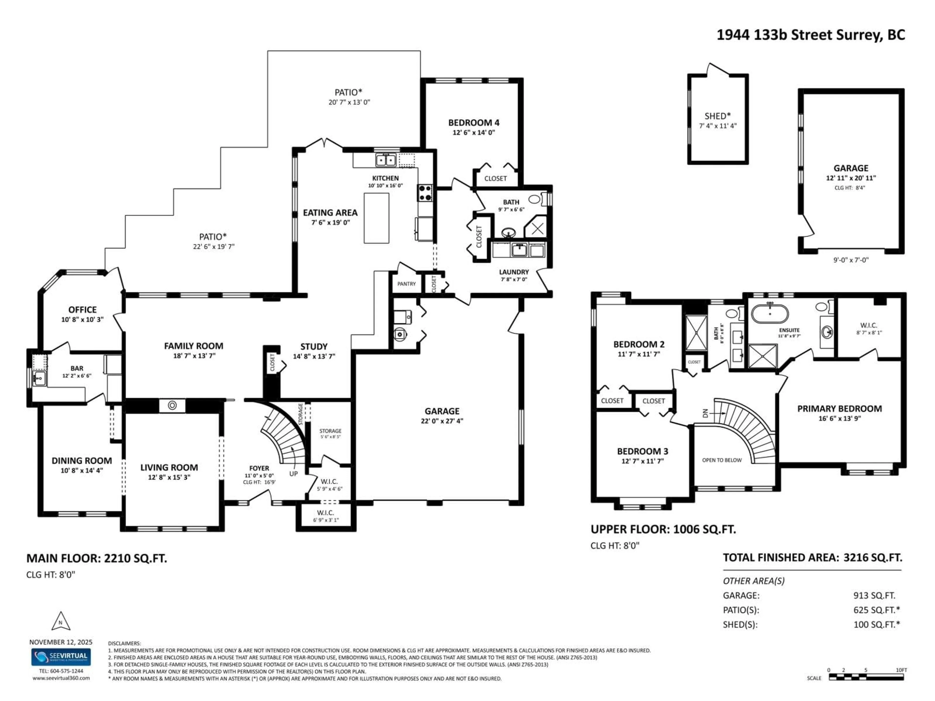 Floor plan for 1944 133B STREET, Surrey British Columbia V4A7S7