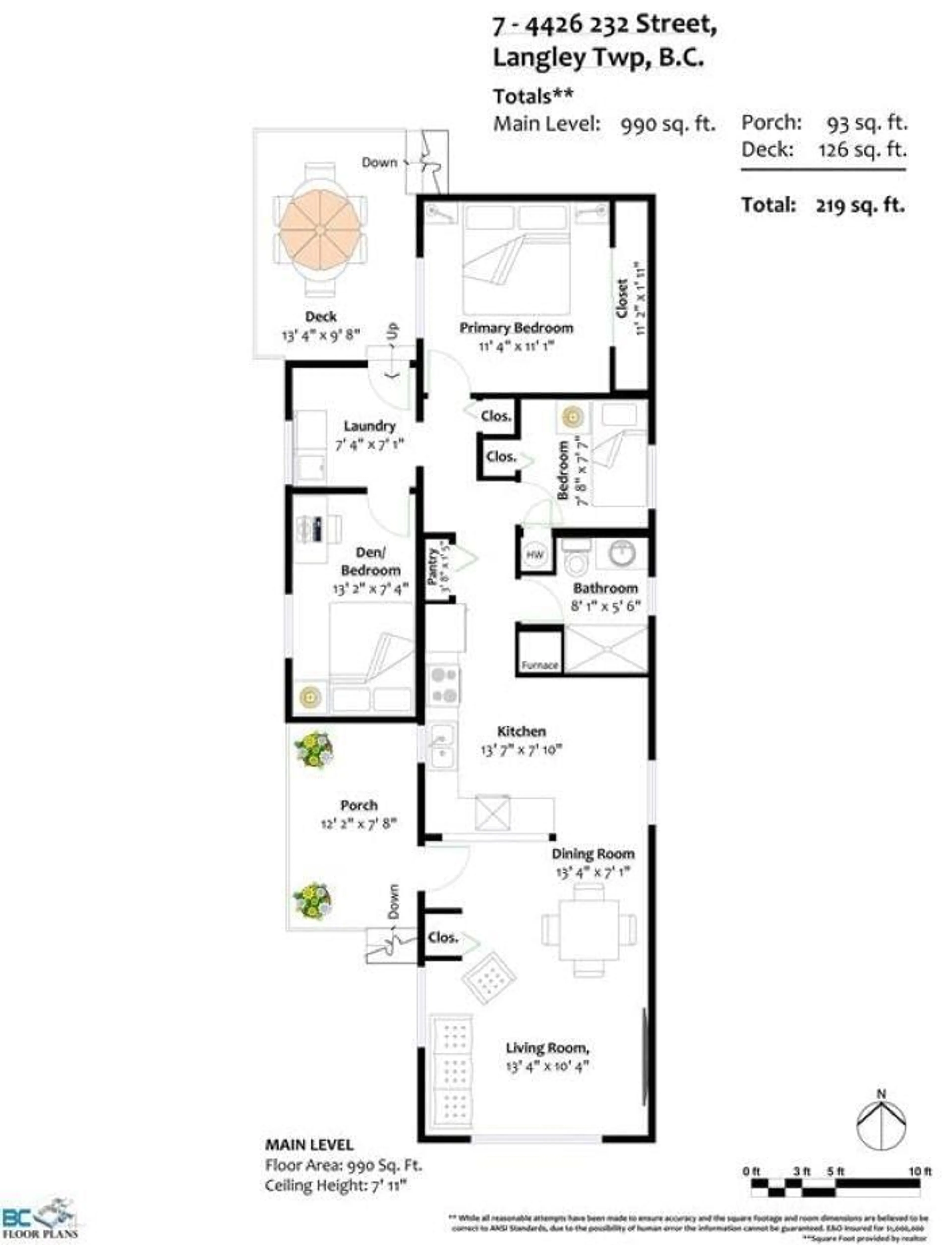 Floor plan for 7 - 4426 232 STREET, Langley British Columbia V2Z2R2