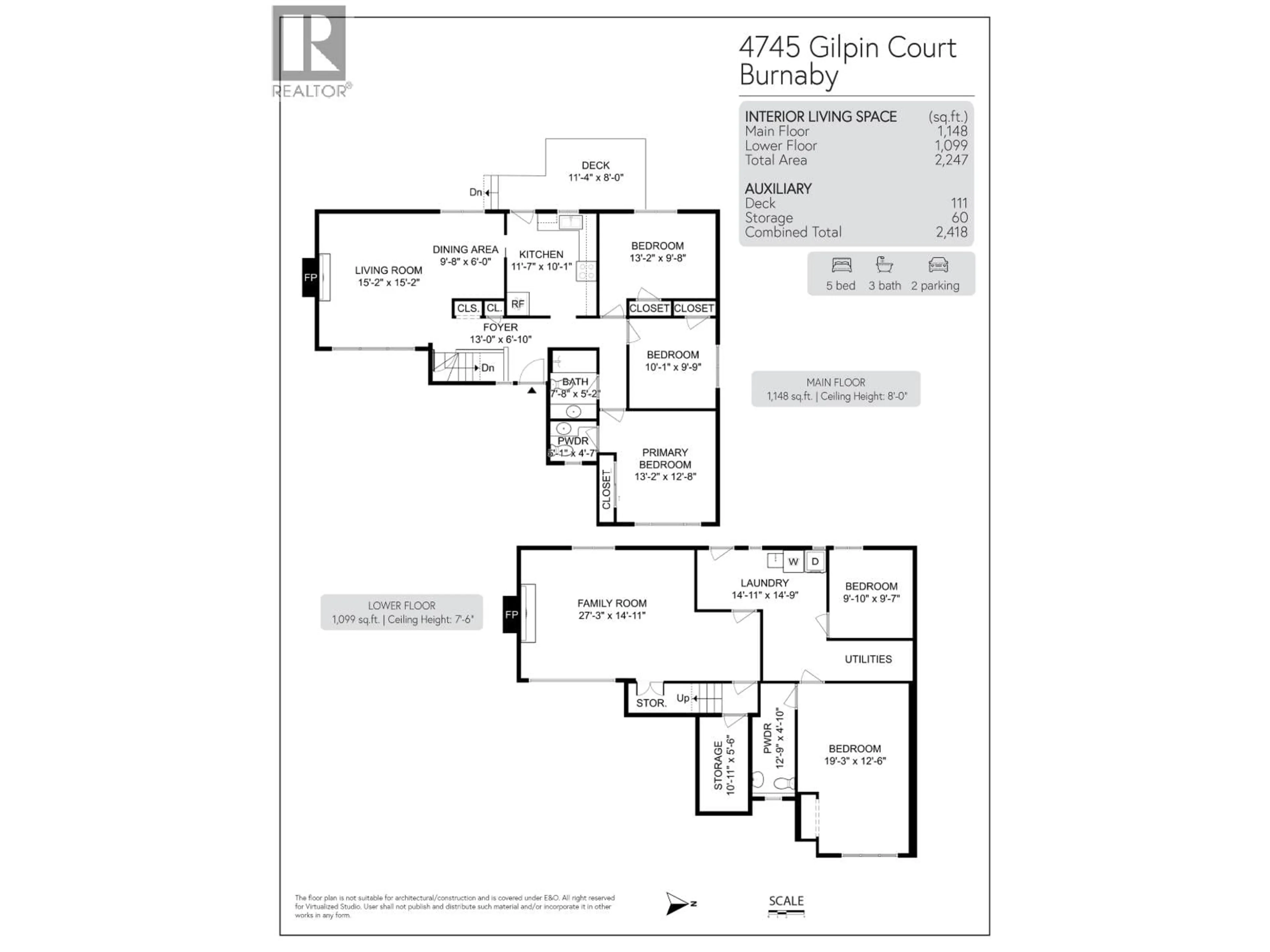 Floor plan for 4745 GILPIN COURT, Burnaby British Columbia V5G3A1