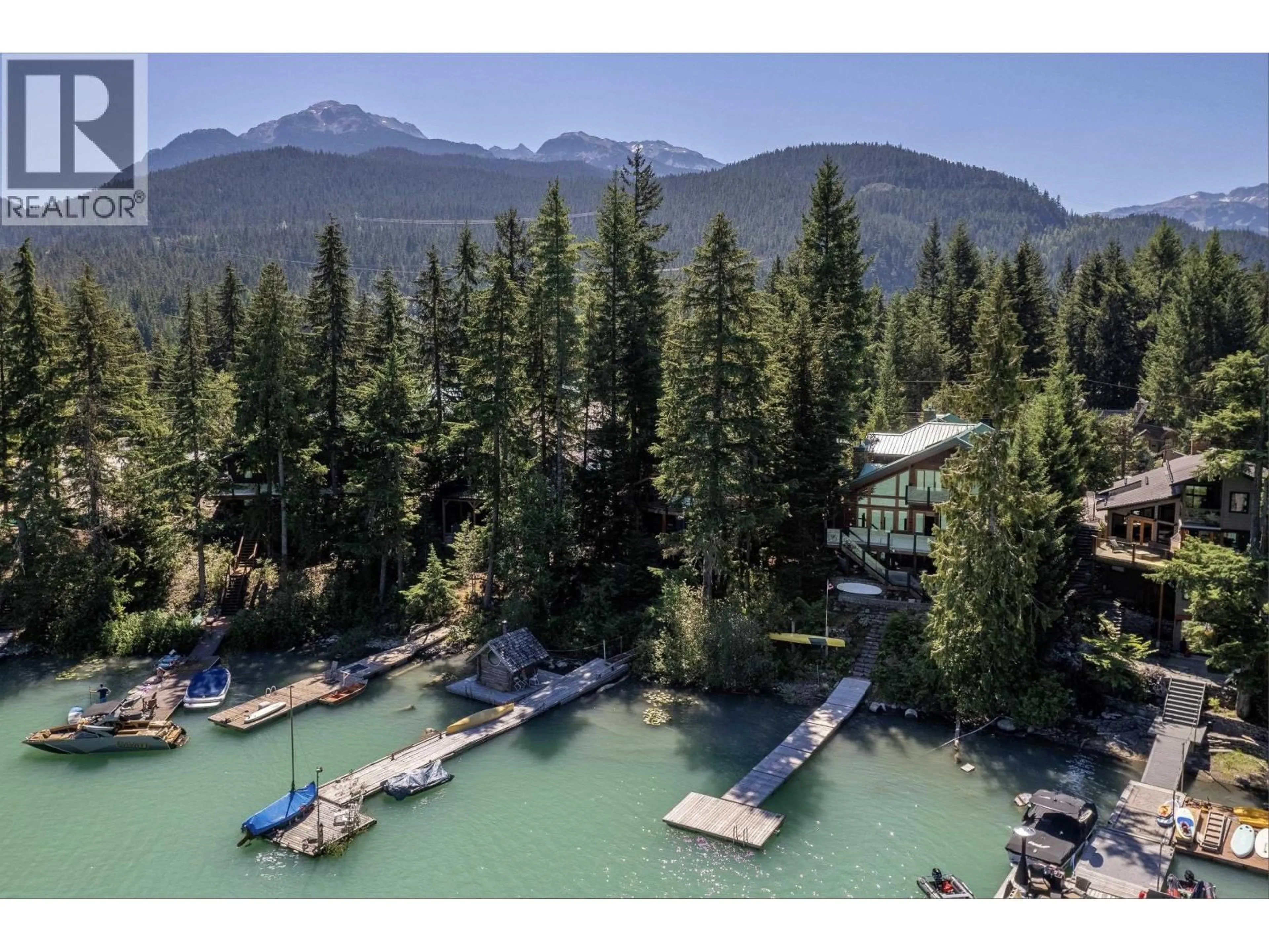 A pic from outside/outdoor area/front of a property/back of a property/a pic from drone, water/lake/river/ocean view for 9297 LAKESHORE DRIVE, Whistler British Columbia V8E0G6