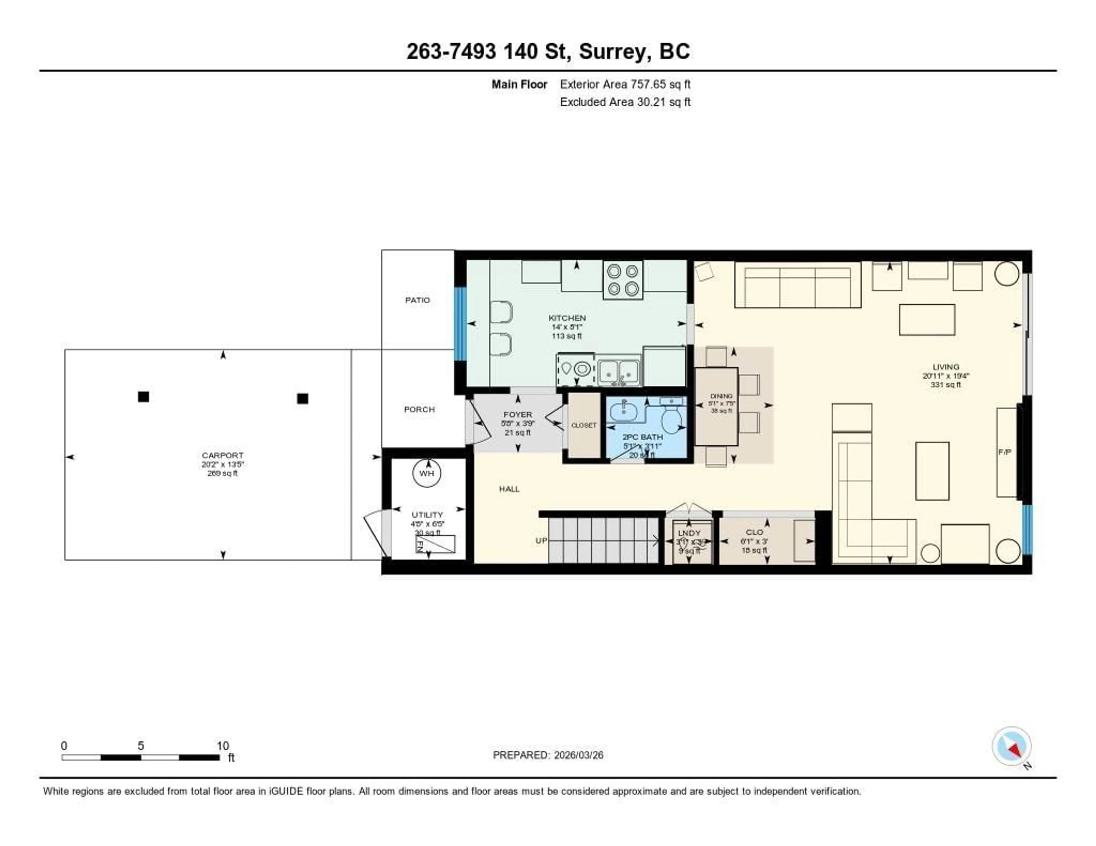 Floor plan for 263 - 7493 140 STREET, Surrey British Columbia V3W6G5