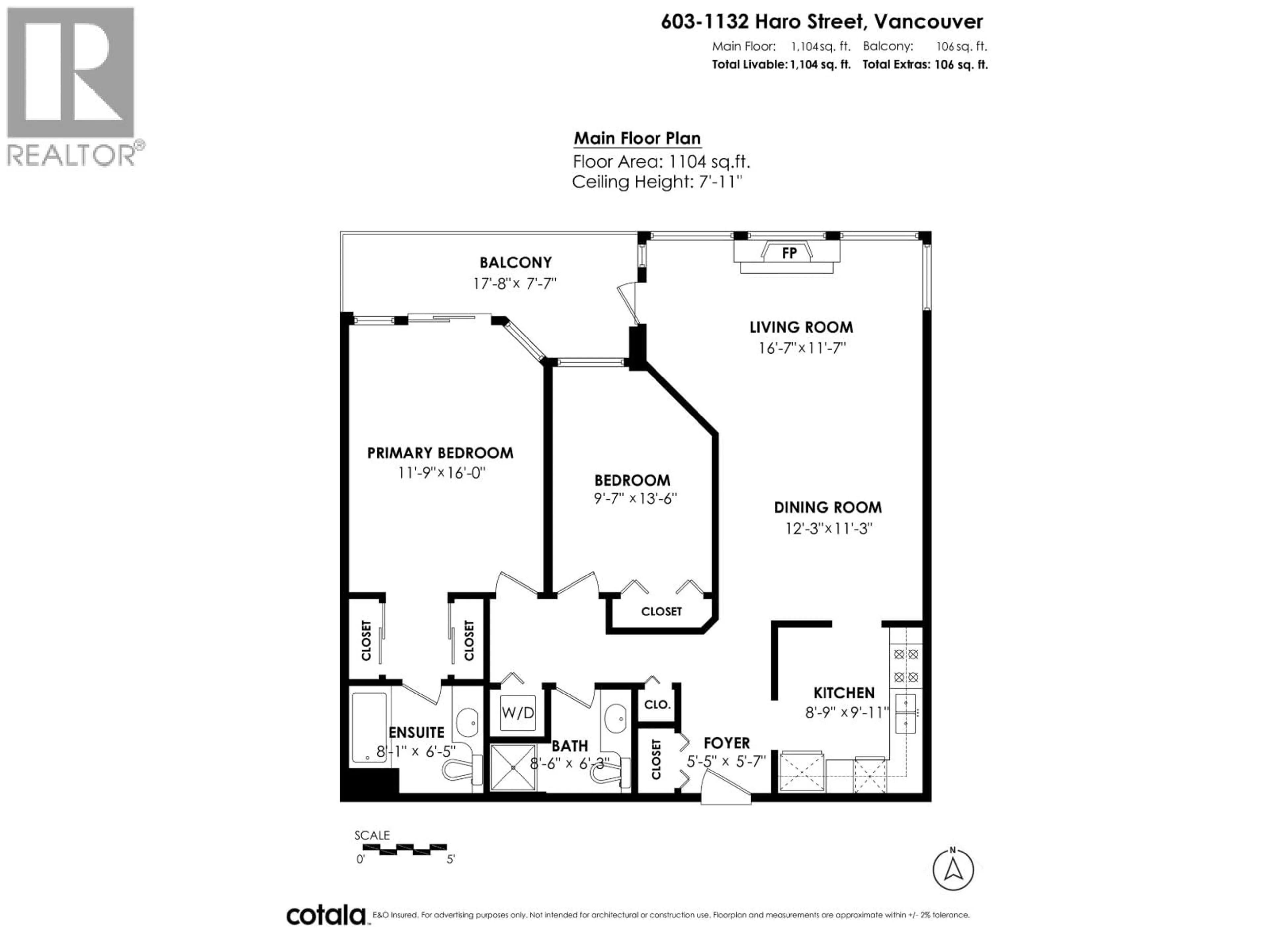Floor plan for 603 - 1132 HARO STREET, Vancouver British Columbia V6E1C9