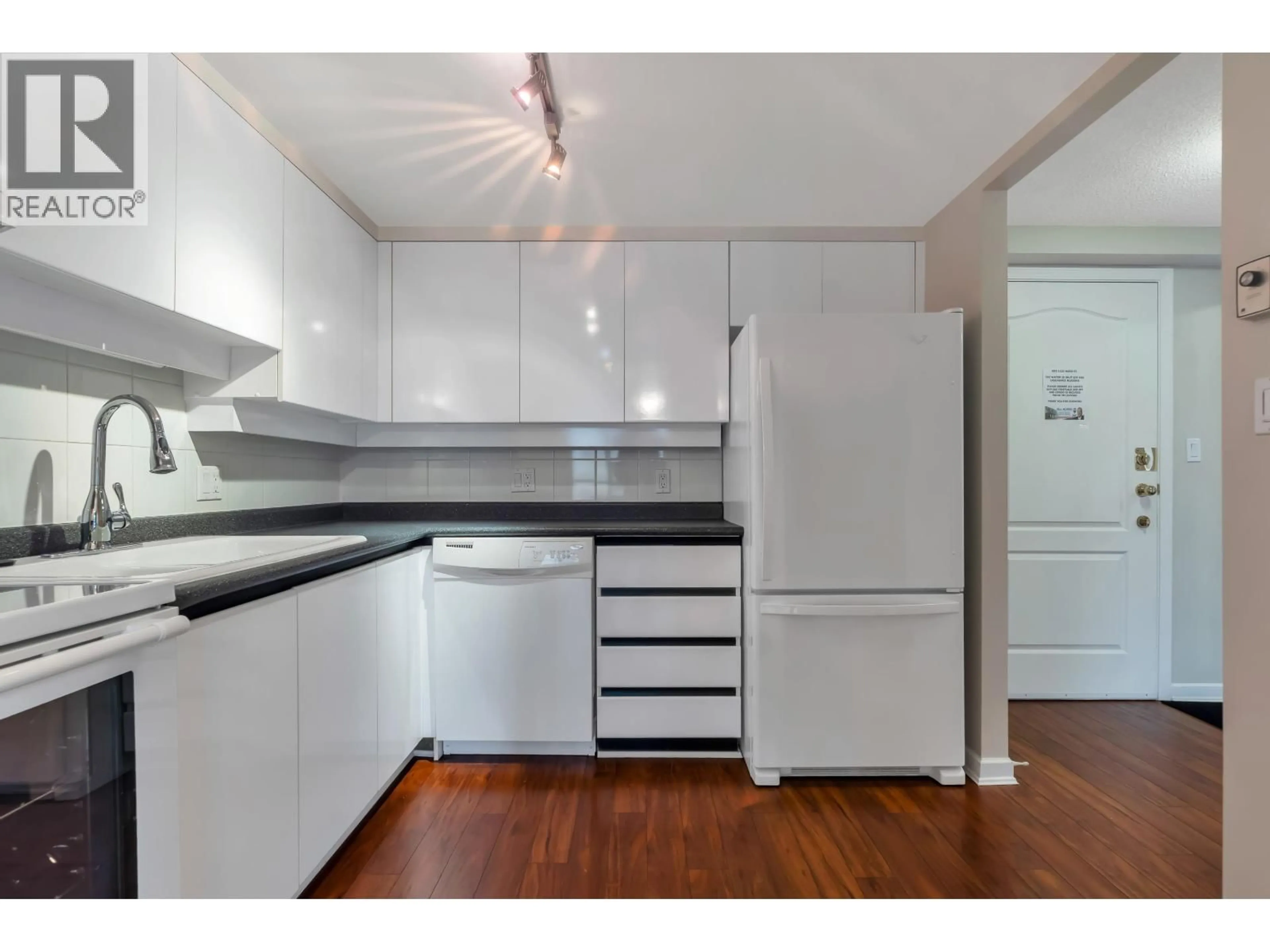 Standard kitchen, wood/laminate floor for 603 - 1132 HARO STREET, Vancouver British Columbia V6E1C9