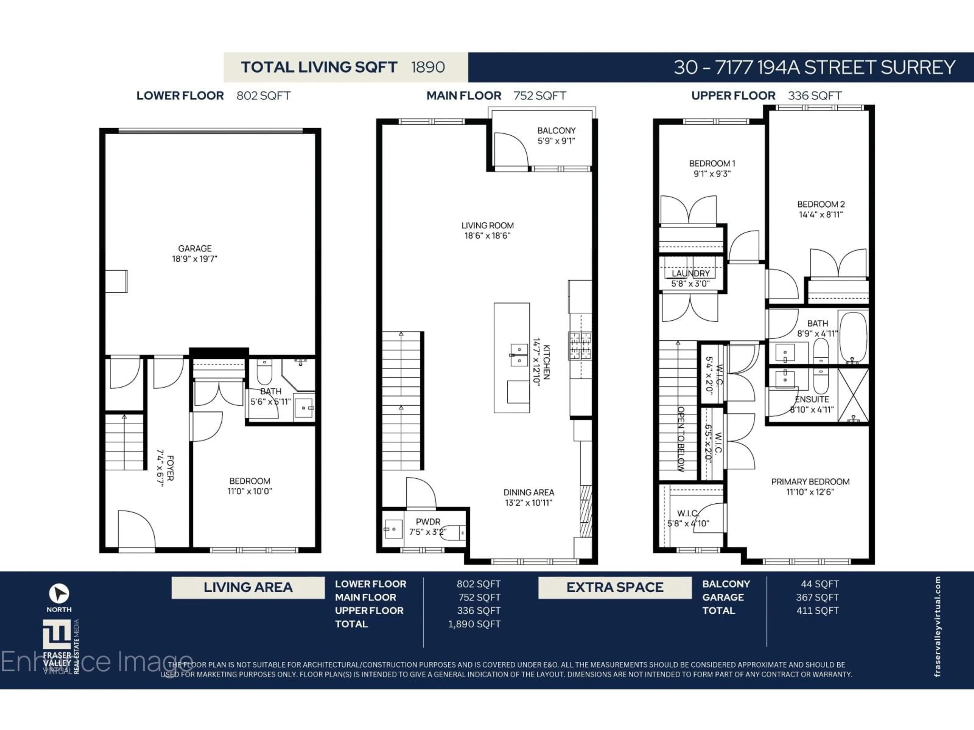 Floor plan for 30 - 7177 194A STREET, Surrey British Columbia V4N6V6