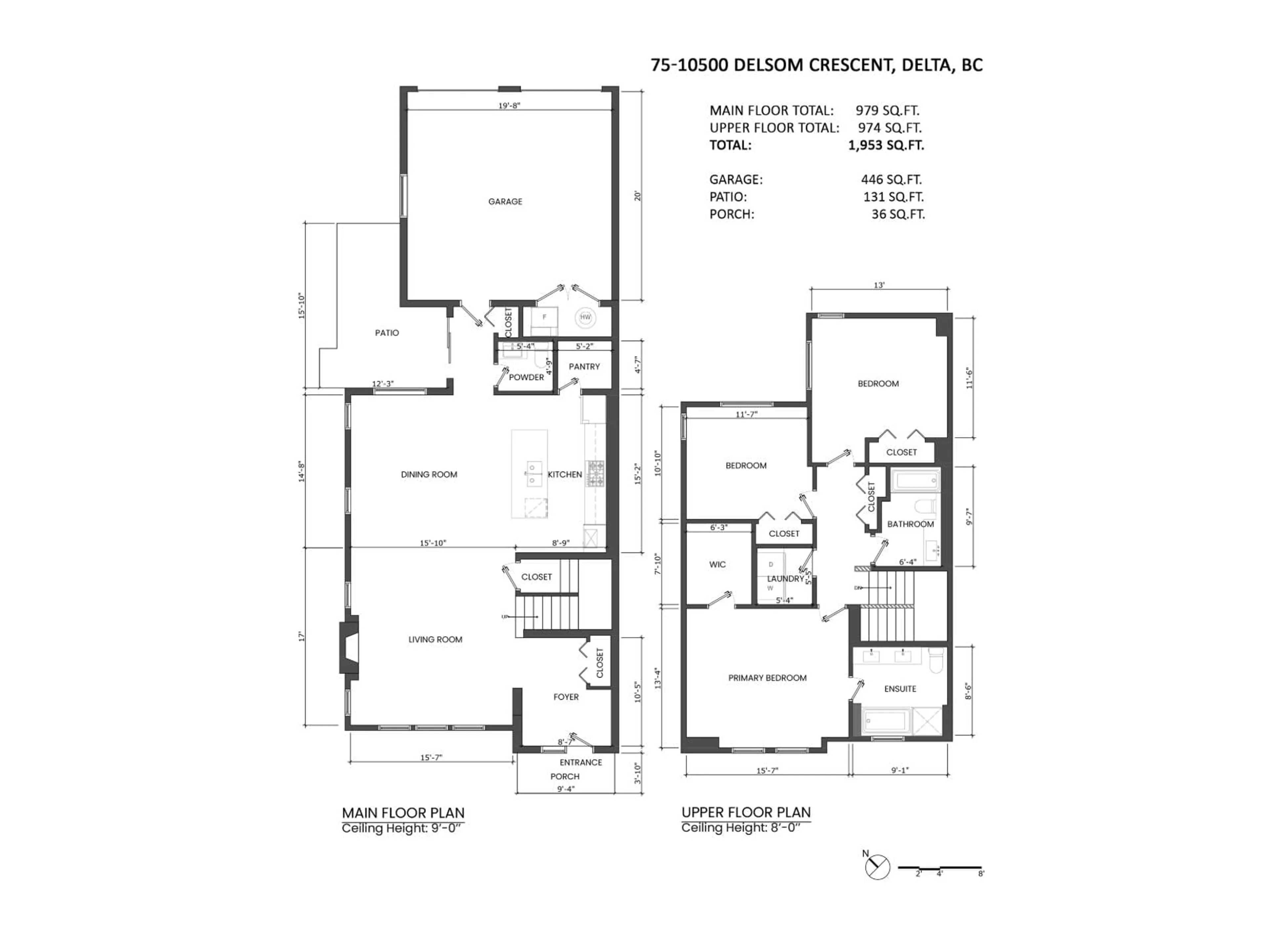 Floor plan for 75 - 10500 DELSOM CRESCENT, Delta British Columbia V4C0C3