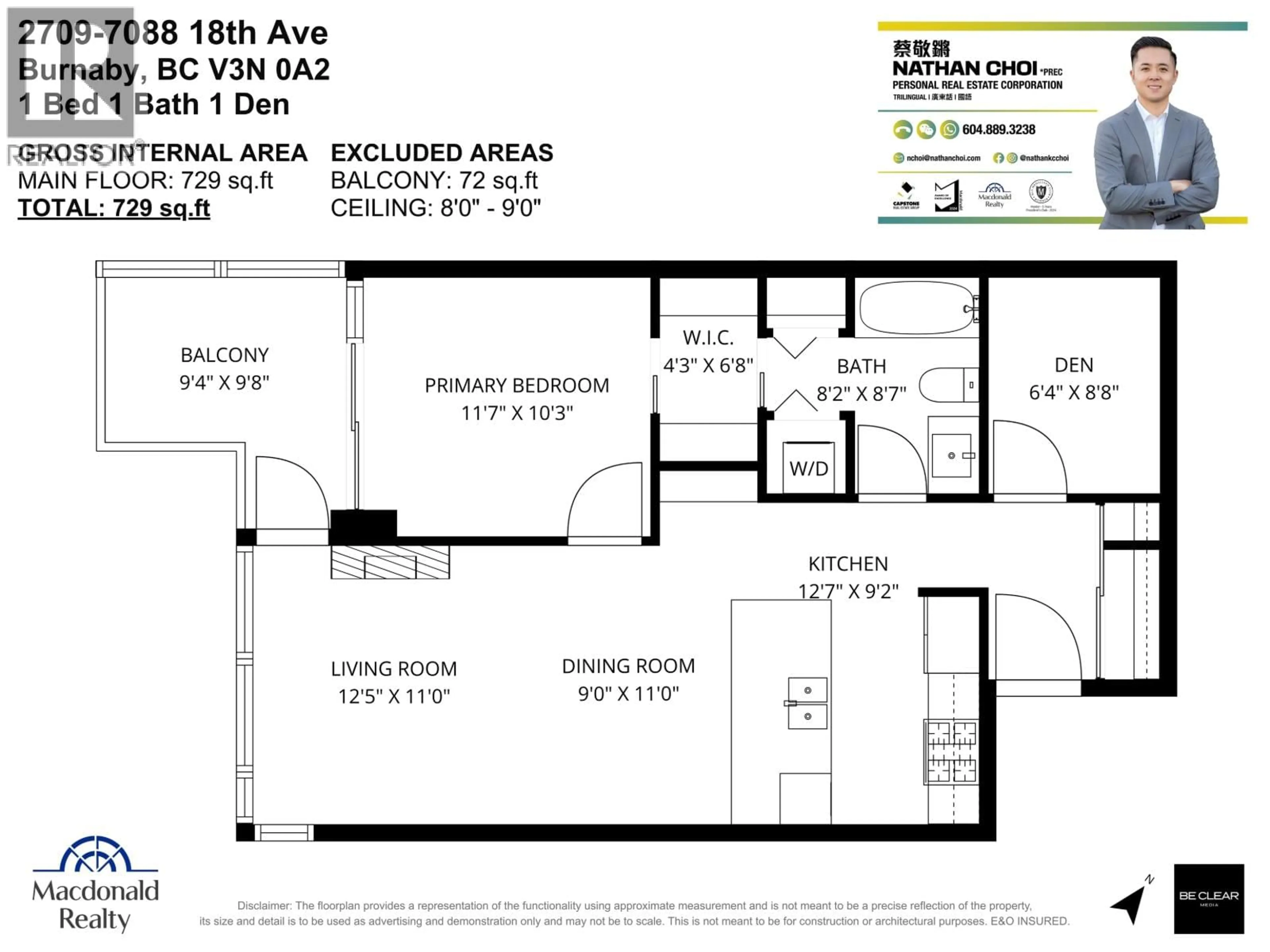 Floor plan for 2709 - 7088 18TH AVENUE, Burnaby British Columbia V3N0A2