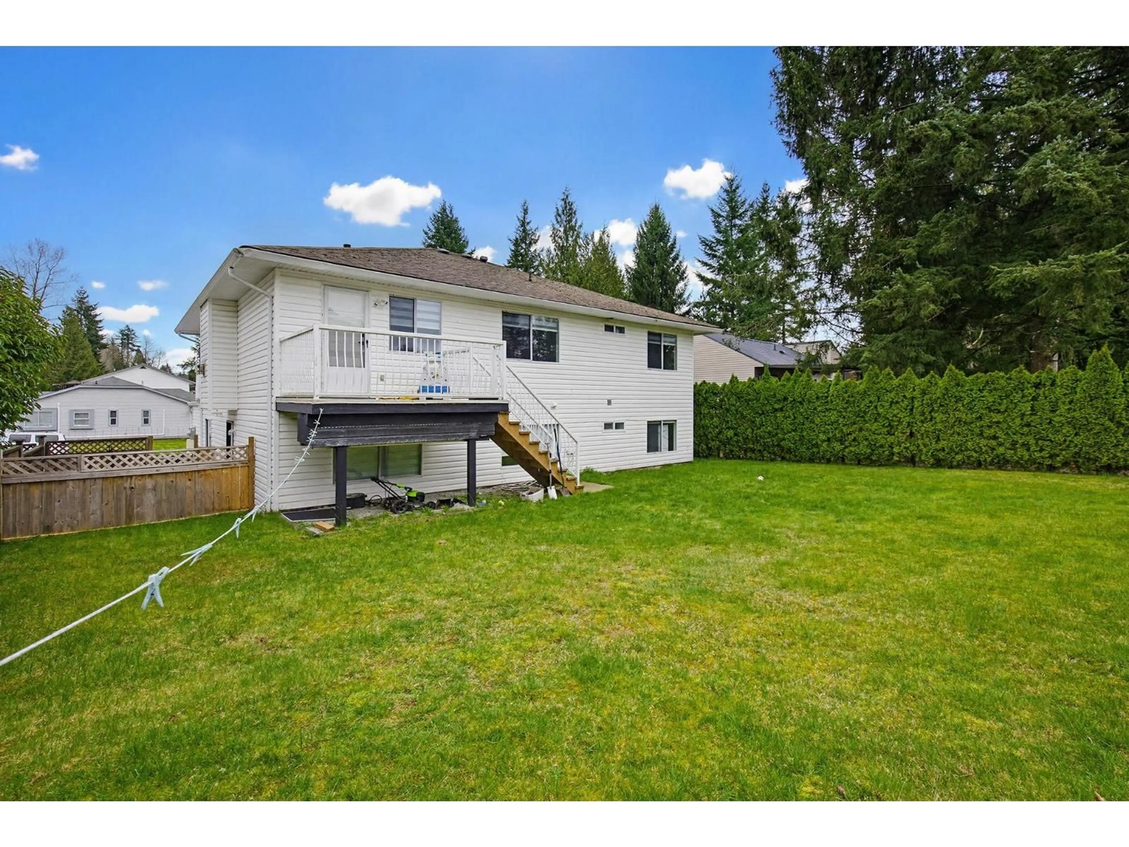 A pic from outside/outdoor area/front of a property/back of a property/a pic from drone, mountain view for 8103 CARIBOU STREET, Mission British Columbia V2V6M8