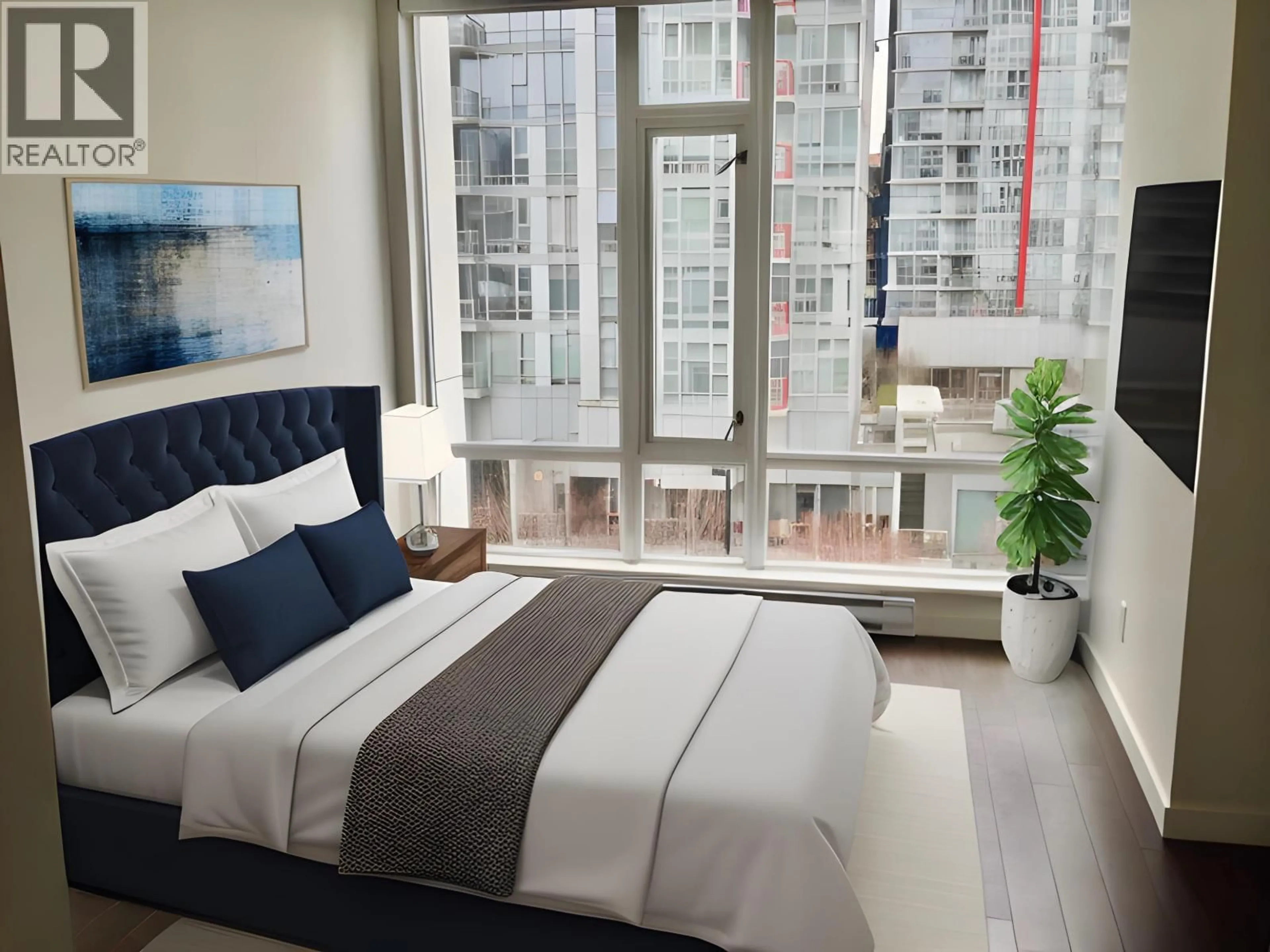 Bedroom with bed, carpet floor for 717 - 161 GEORGIA STREET, Vancouver British Columbia V6B0K9