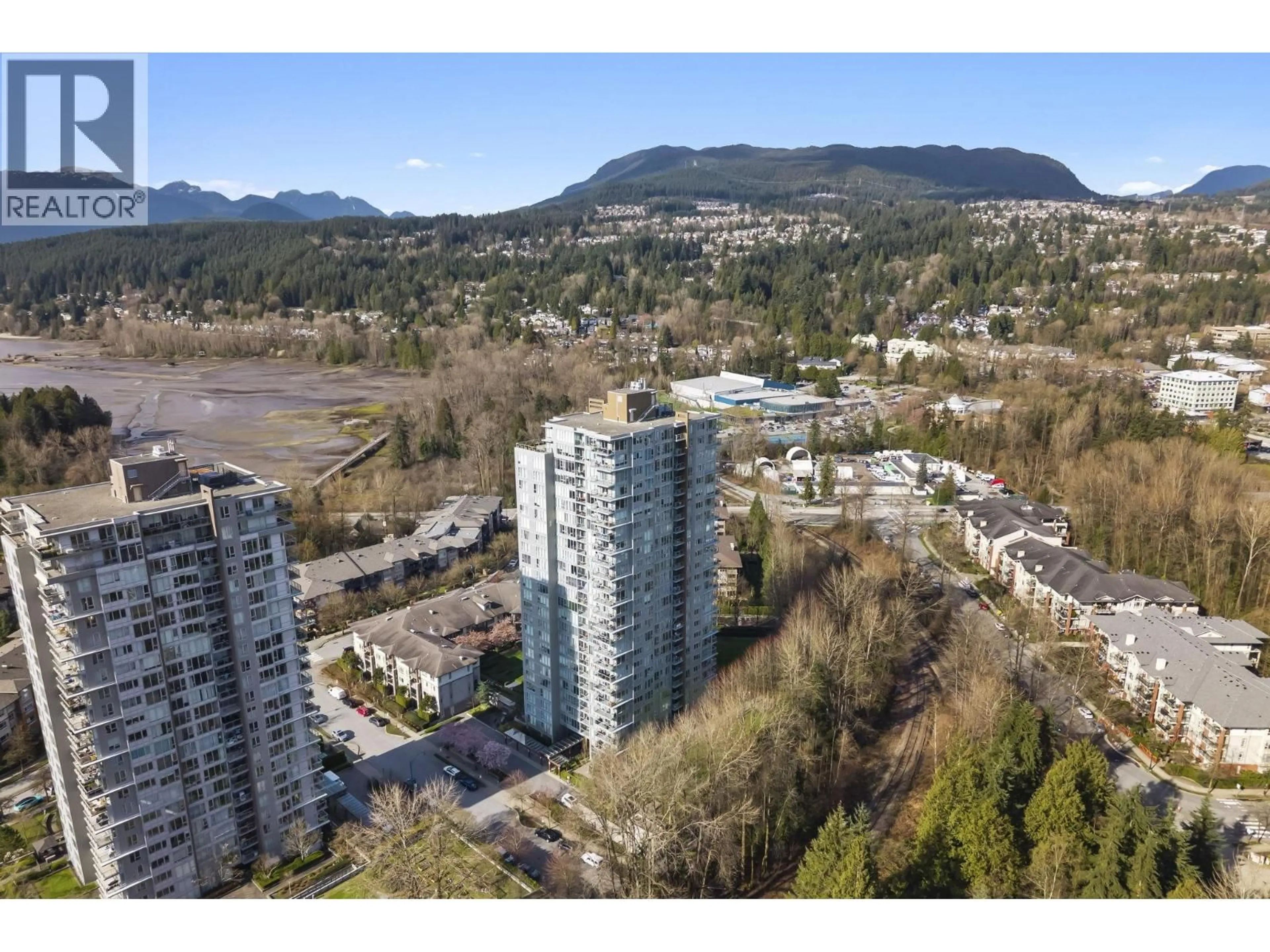 A pic from outside/outdoor area/front of a property/back of a property/a pic from drone, mountain view for 3002 - 660 NOOTKA WAY, Port Moody British Columbia V3H0B7