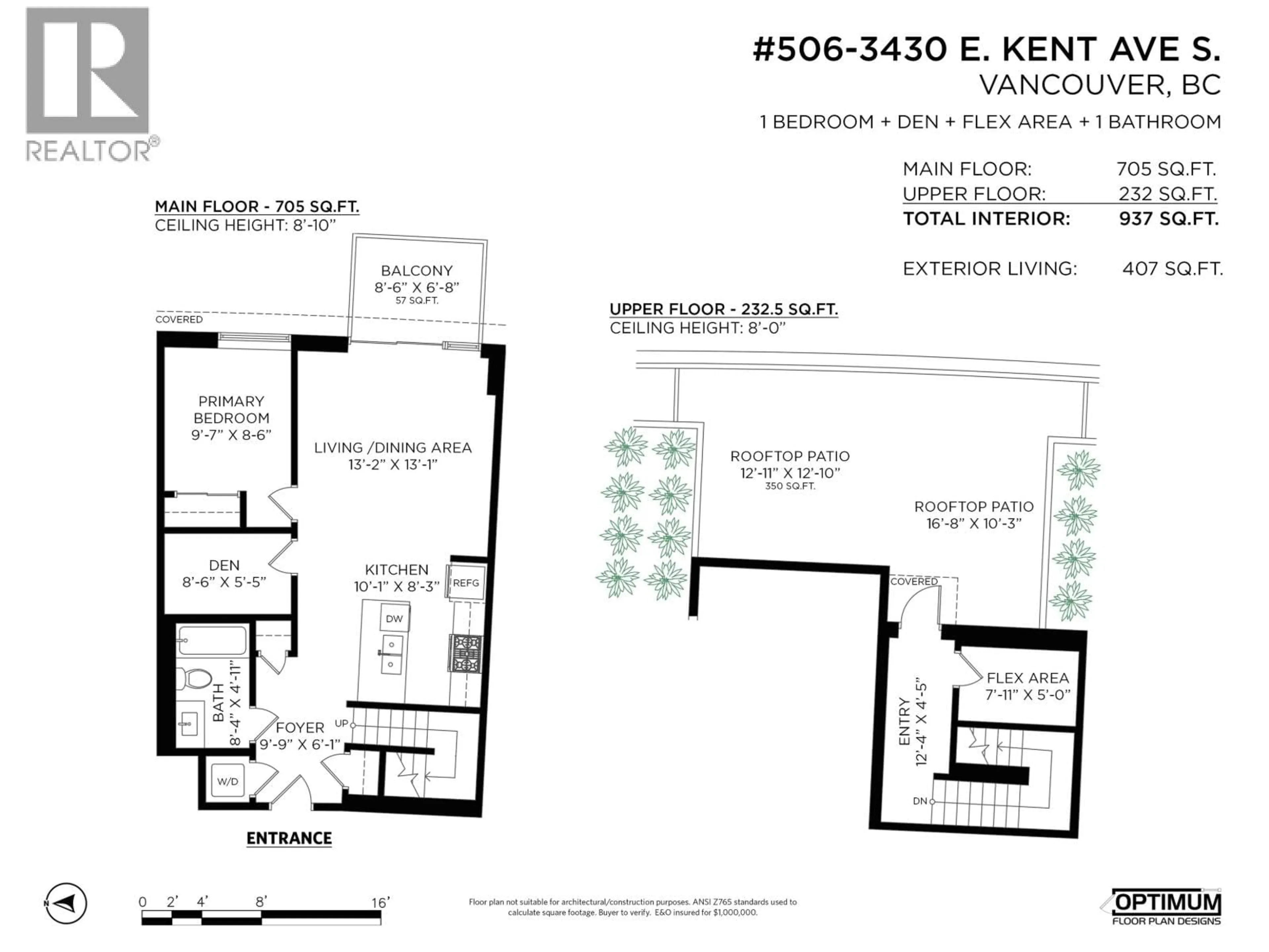 Floor plan for 506 - 3430 KENT AVENUE SOUTH, Vancouver British Columbia V5S0G7