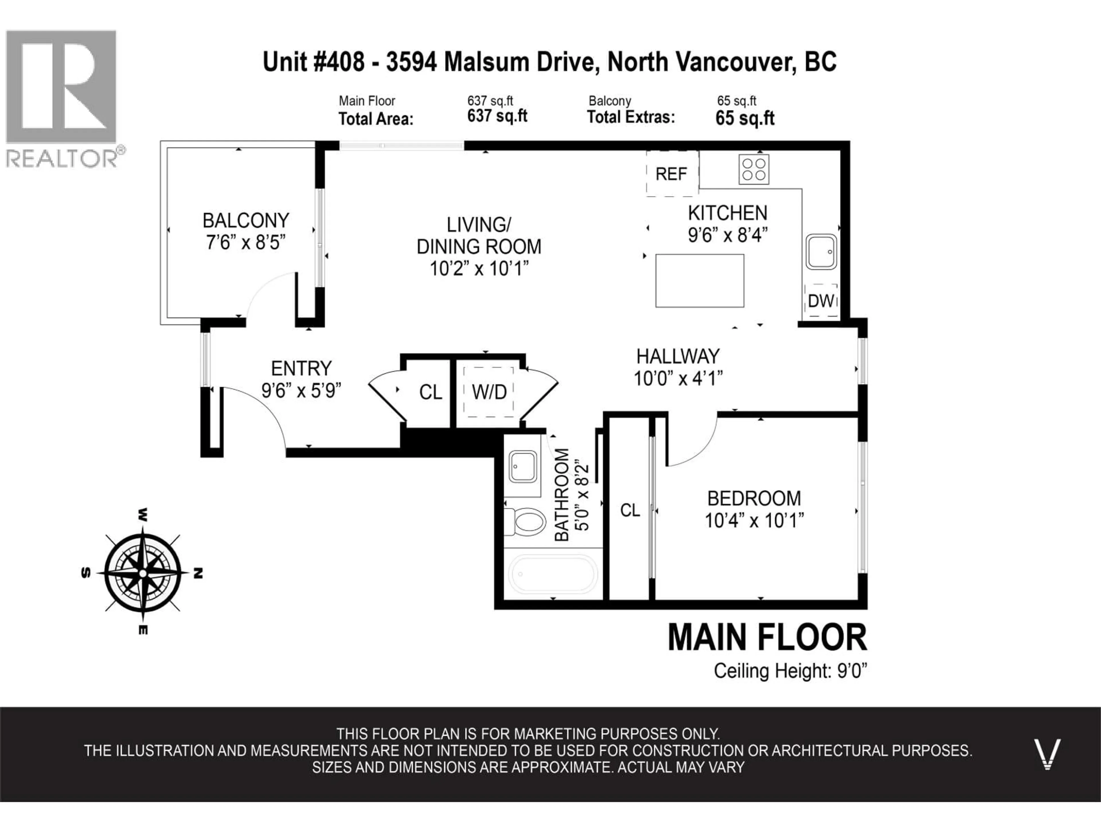 Floor plan for 408 - 3596 MALSUM DRIVE, North Vancouver British Columbia V7G0B2