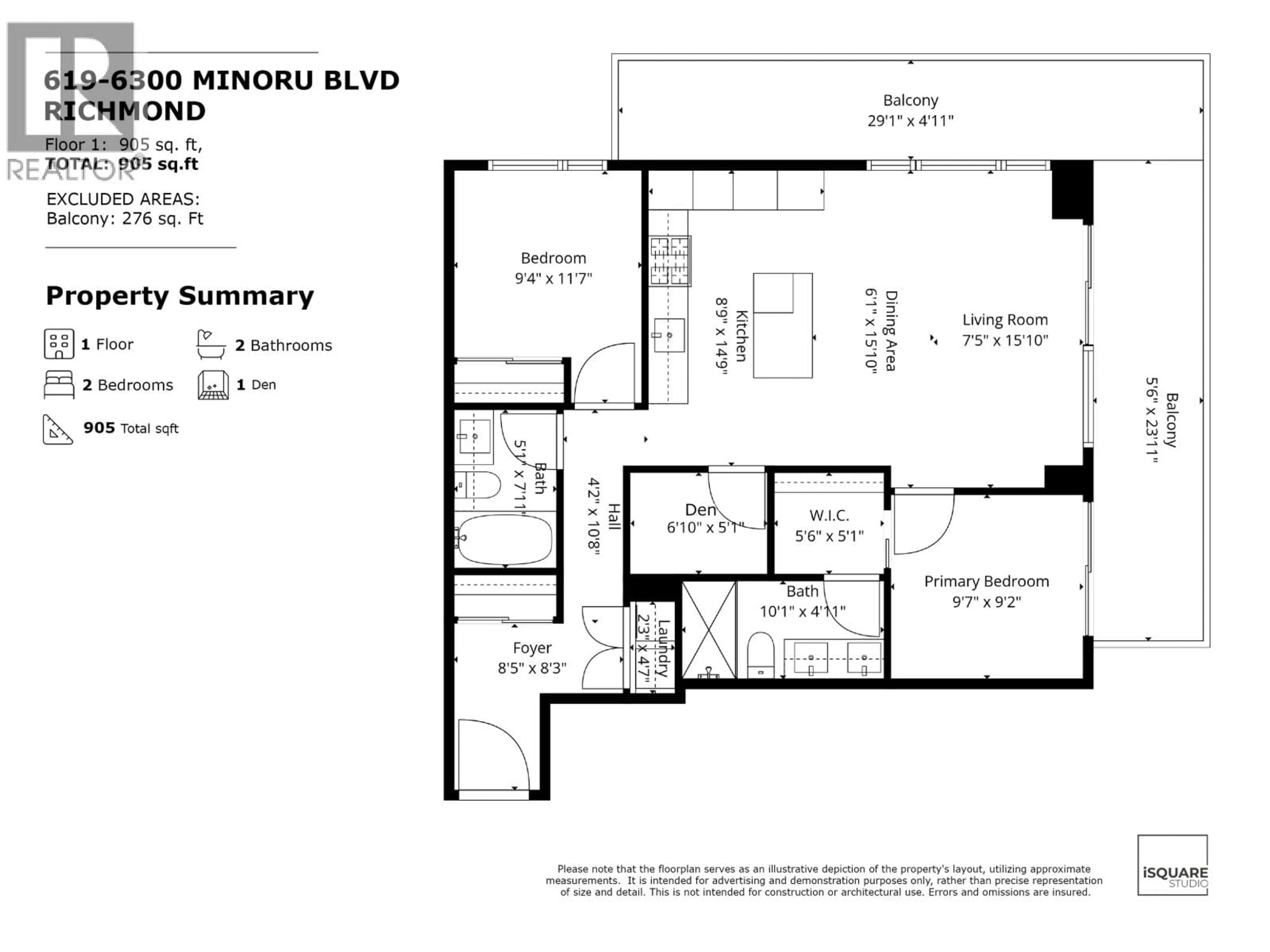 Floor plan for 619 - 6300 MINORU BOULEVARD, Richmond British Columbia V6Y0N1