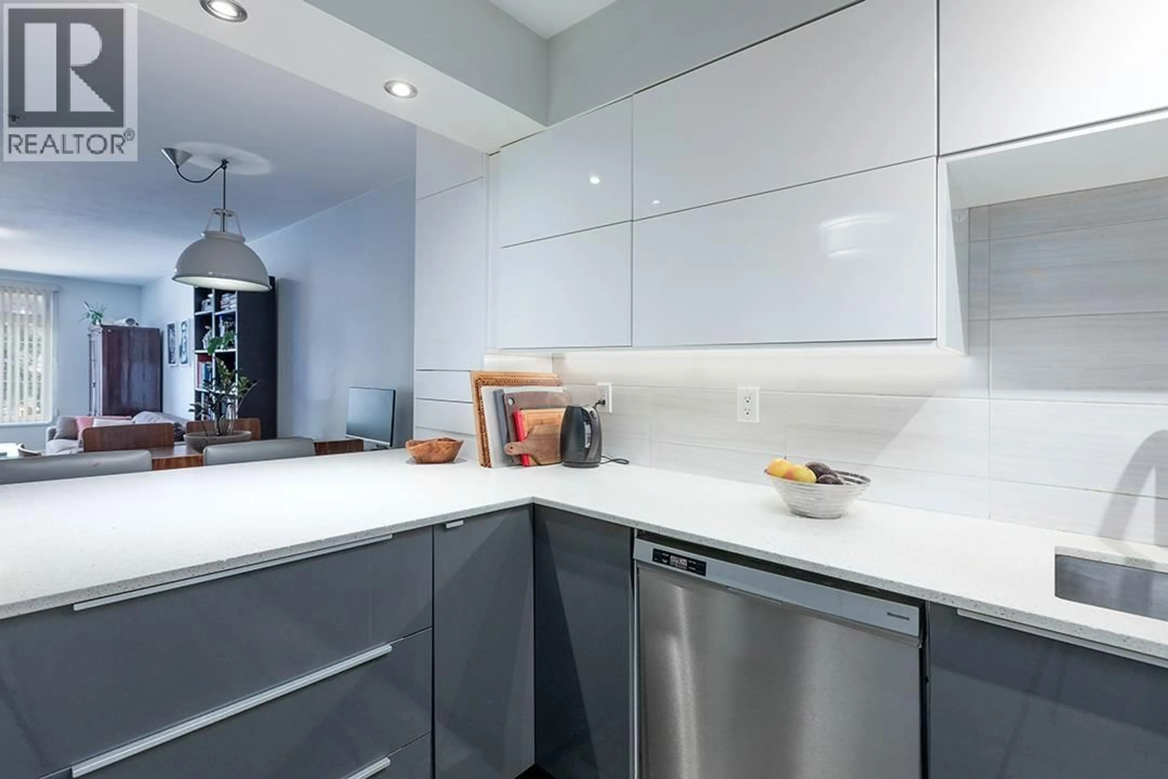 Contemporary kitchen, ceramic/tile floor for 102 - 3981 FRASER STREET, Vancouver British Columbia V5V4E5