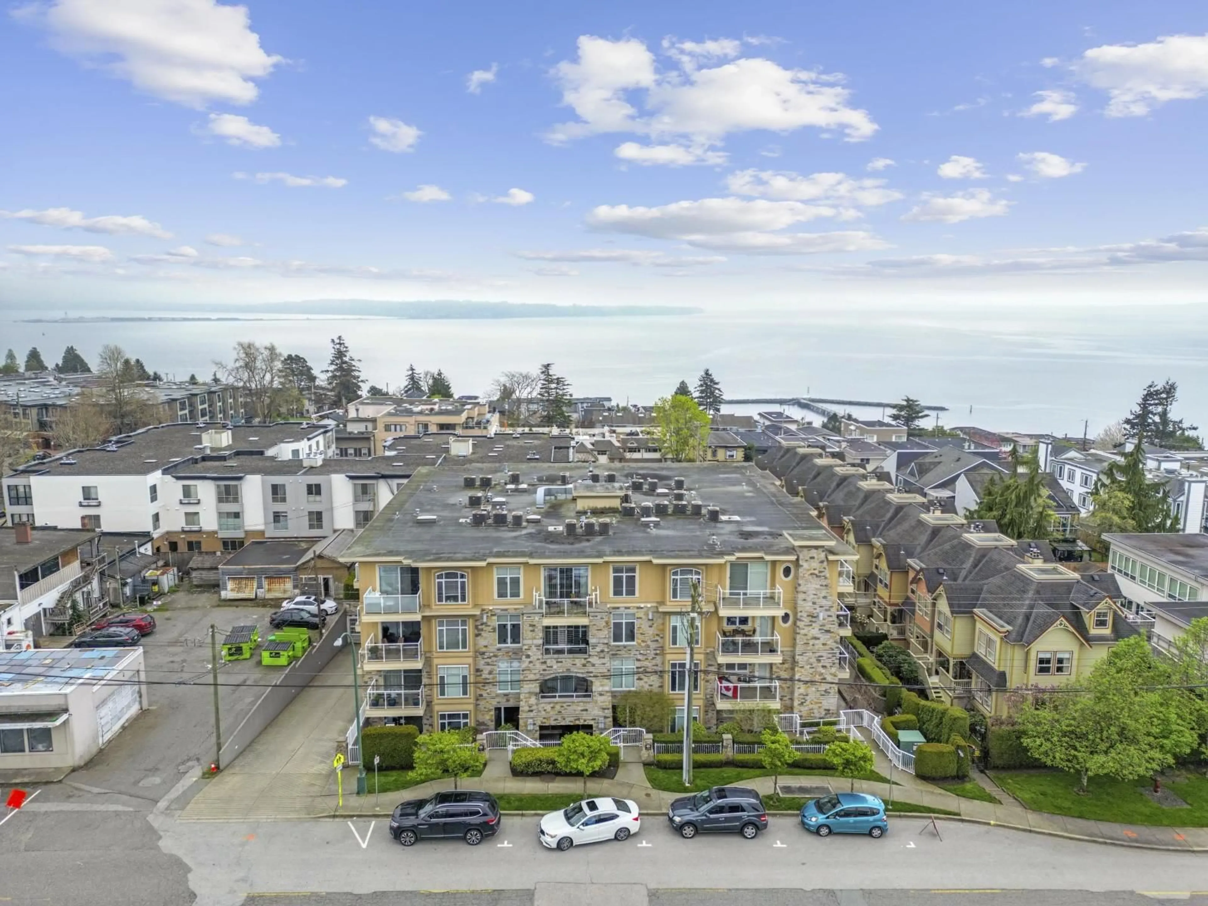A pic from outside/outdoor area/front of a property/back of a property/a pic from drone, water/lake/river/ocean view for 102 - 15164 PROSPECT AVENUE, White Rock British Columbia V4B2B9