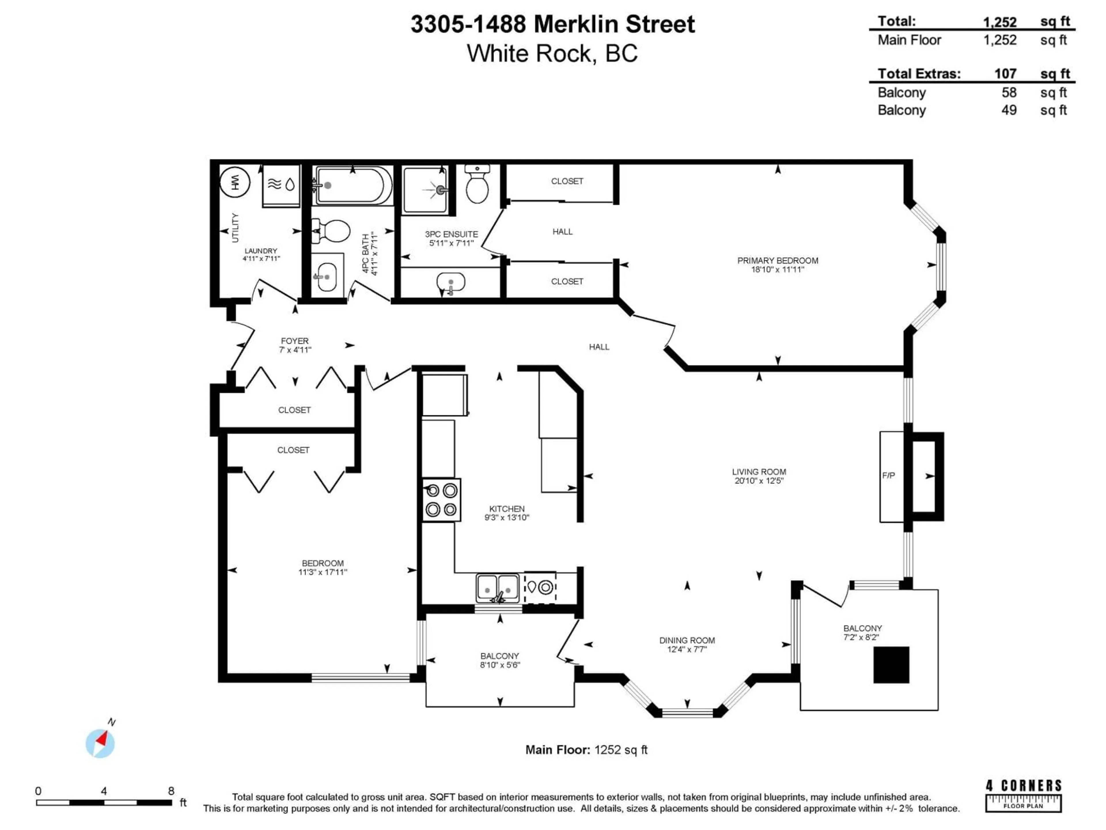 Floor plan for 305 - 1488 MERKLIN STREET, White Rock British Columbia V4B4C3