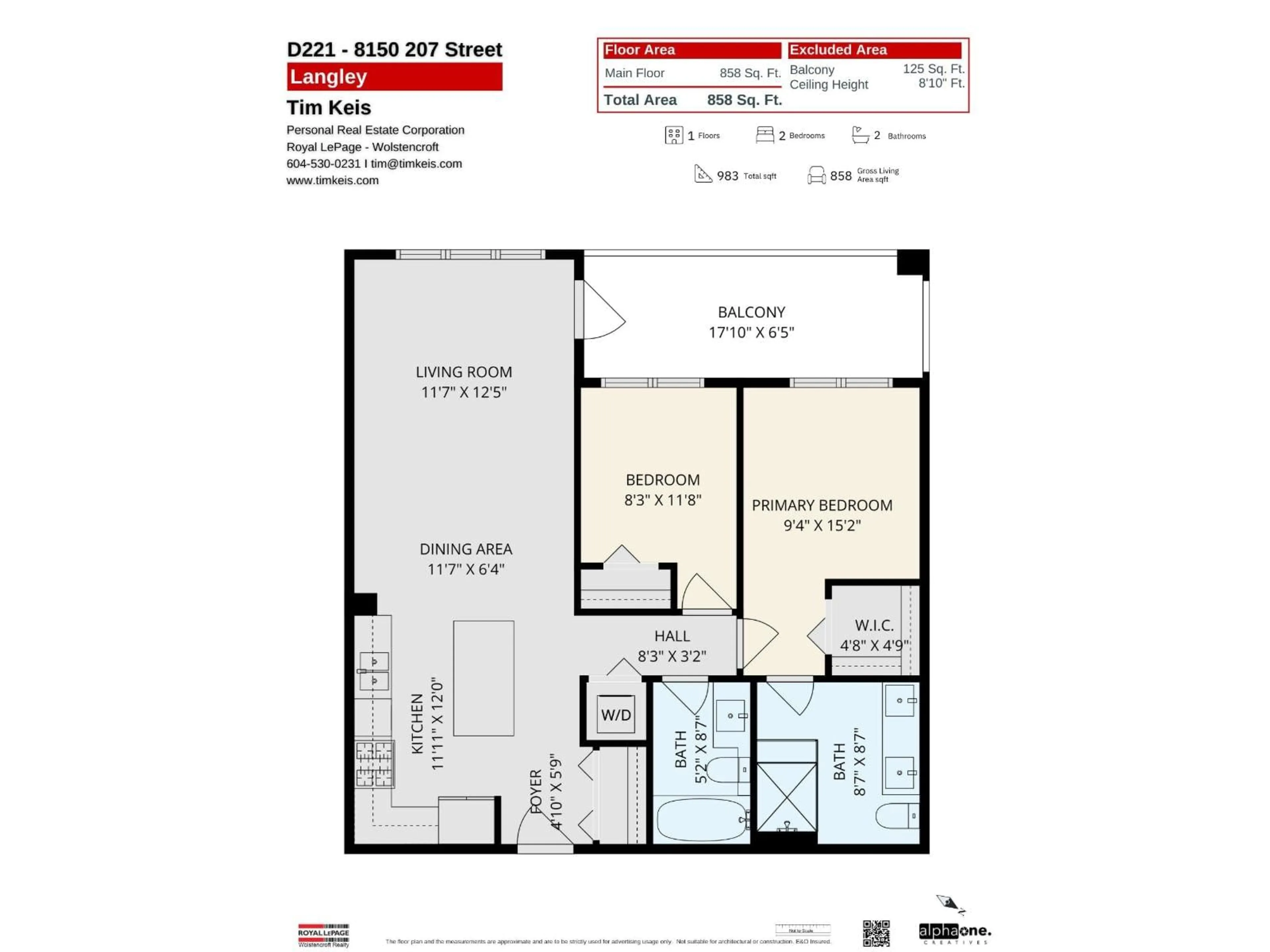 Floor plan for D221 - 8150 207 STREET, Langley British Columbia V2Y4J5