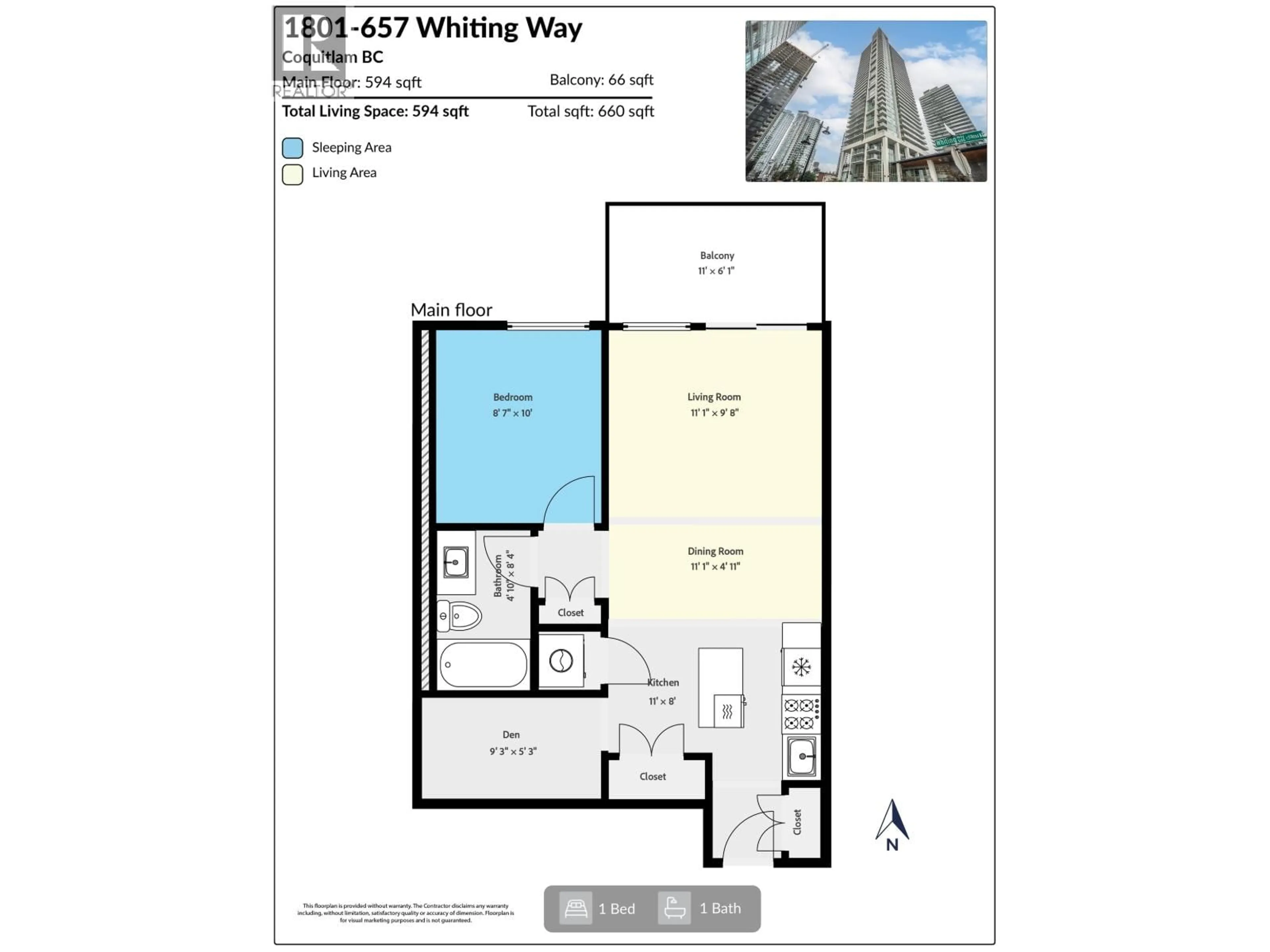 Floor plan for 1801 - 657 WHITING WAY, Coquitlam British Columbia V3J0J6