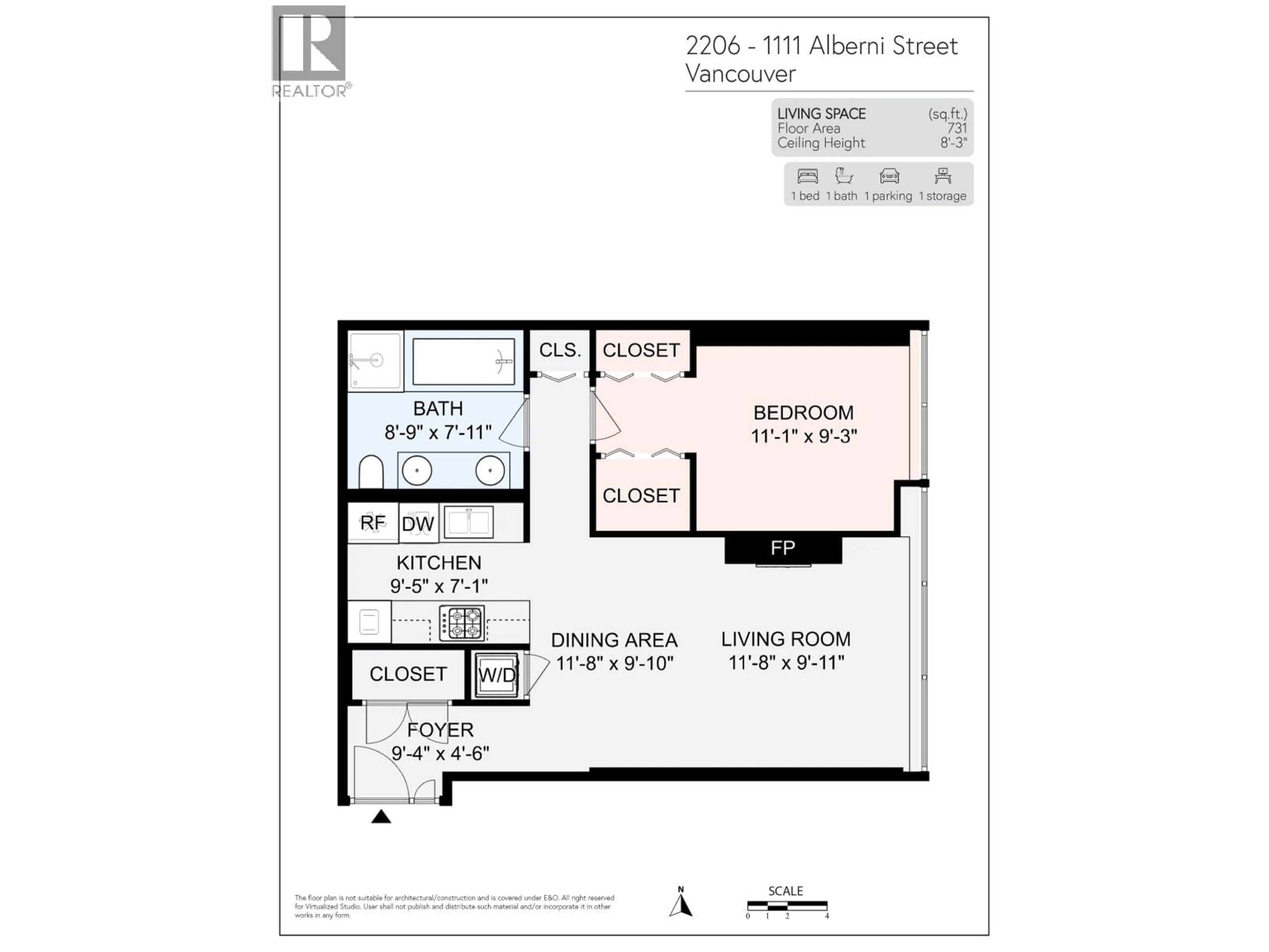 Floor plan for 2206 - 1111 ALBERNI STREET, Vancouver British Columbia V6E4V2
