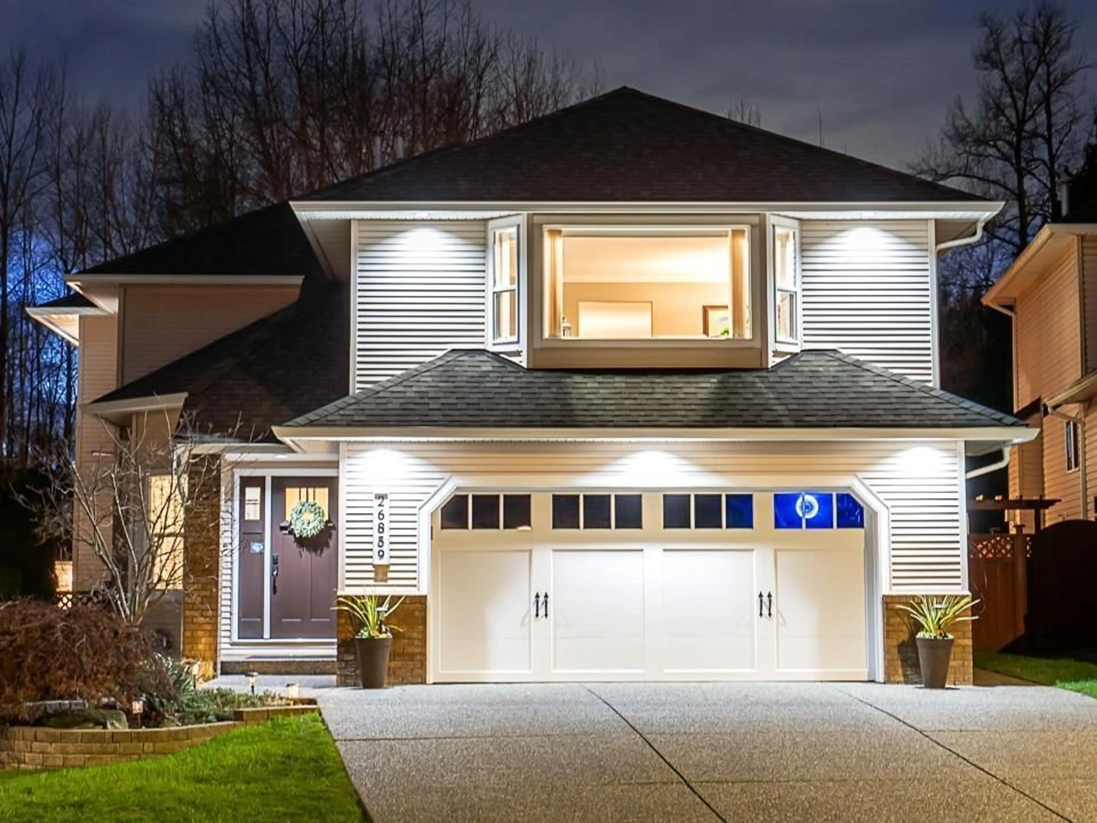 Home with vinyl exterior material, street for 26859 24A AVENUE, Langley British Columbia V4W3W6