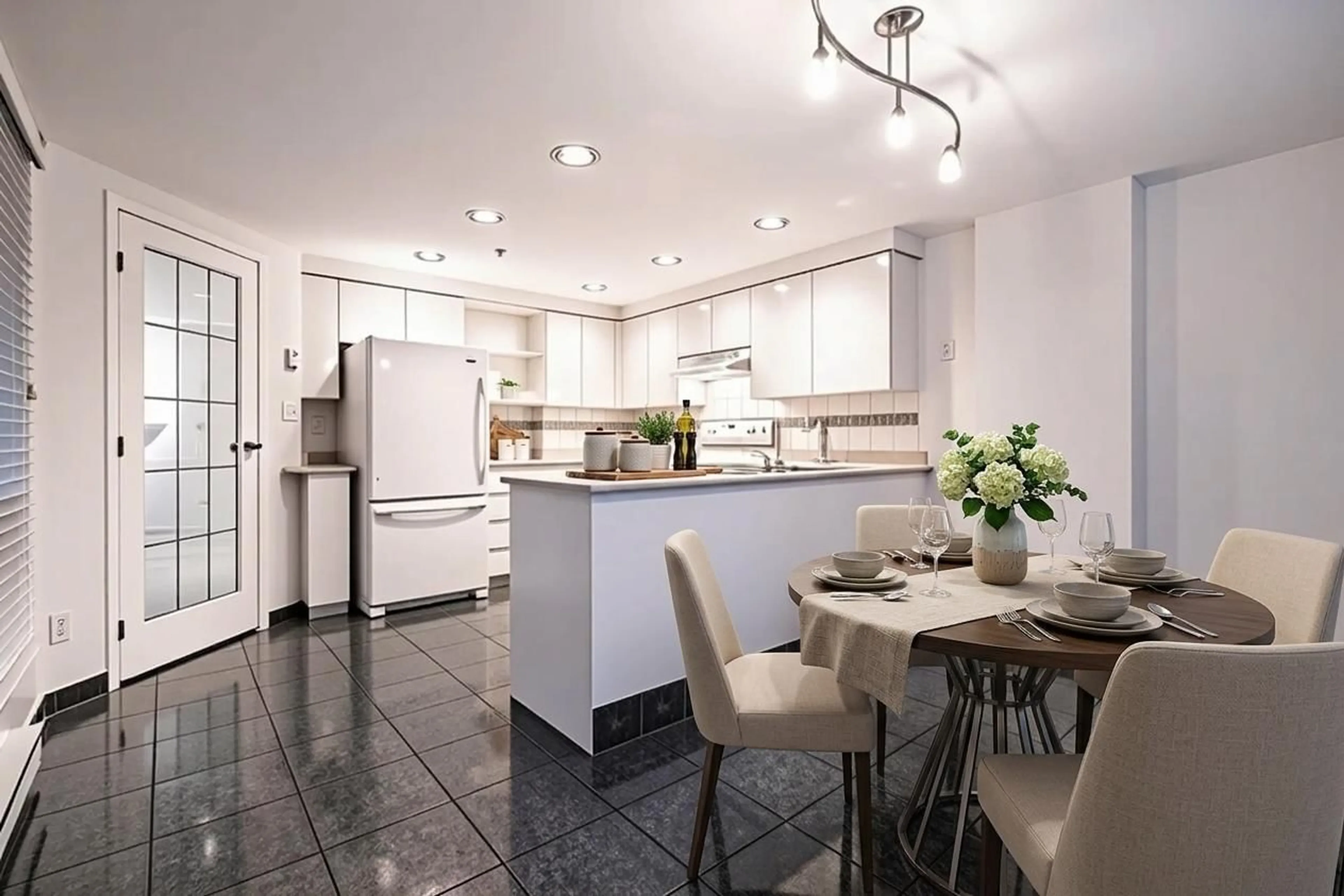 Open concept kitchen, ceramic/tile floor for 106 - 9962 148 STREET, Surrey British Columbia V3R0P9