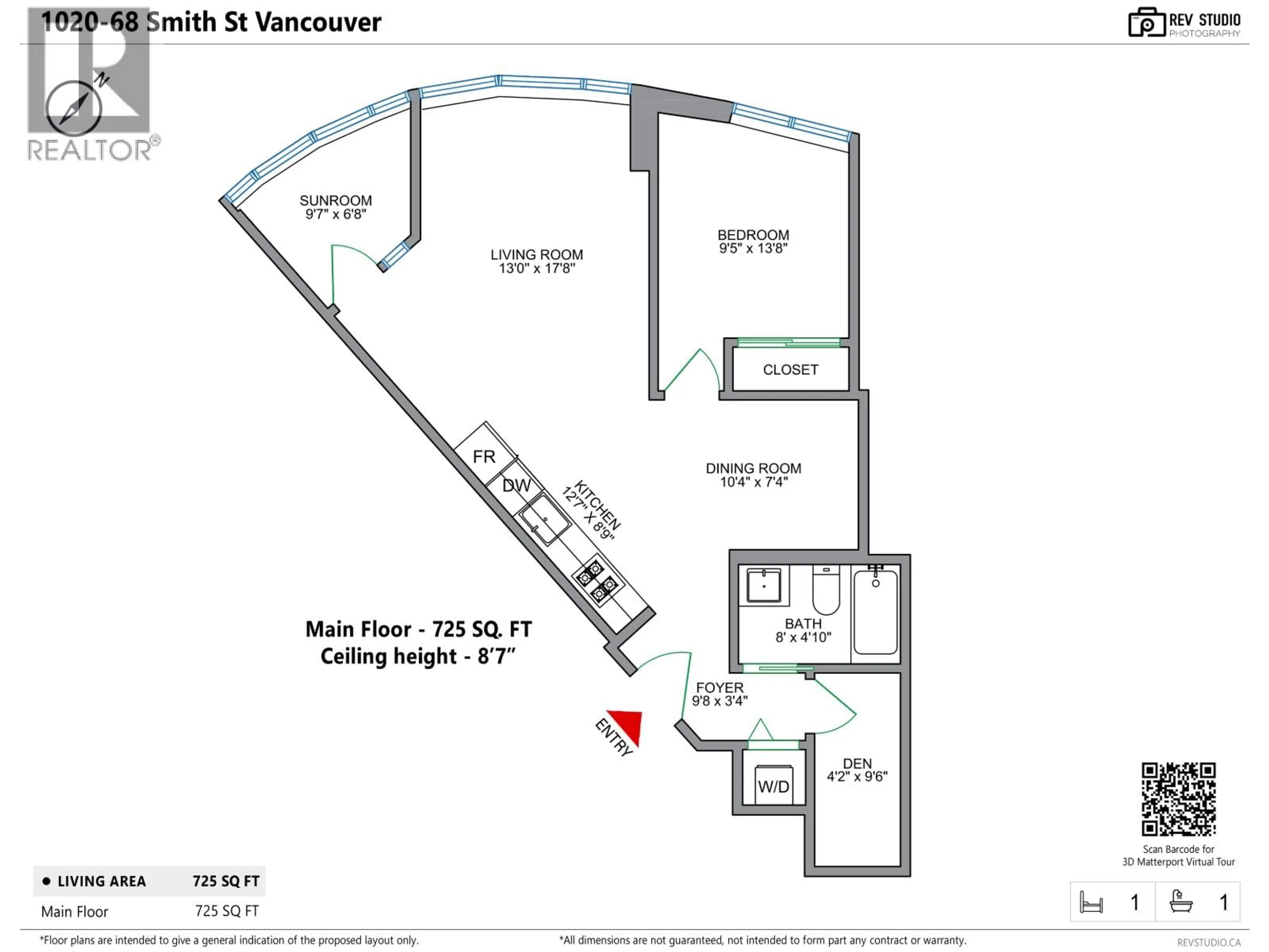 Floor plan for 1020 - 68 SMITHE STREET, Vancouver British Columbia V6B0P4
