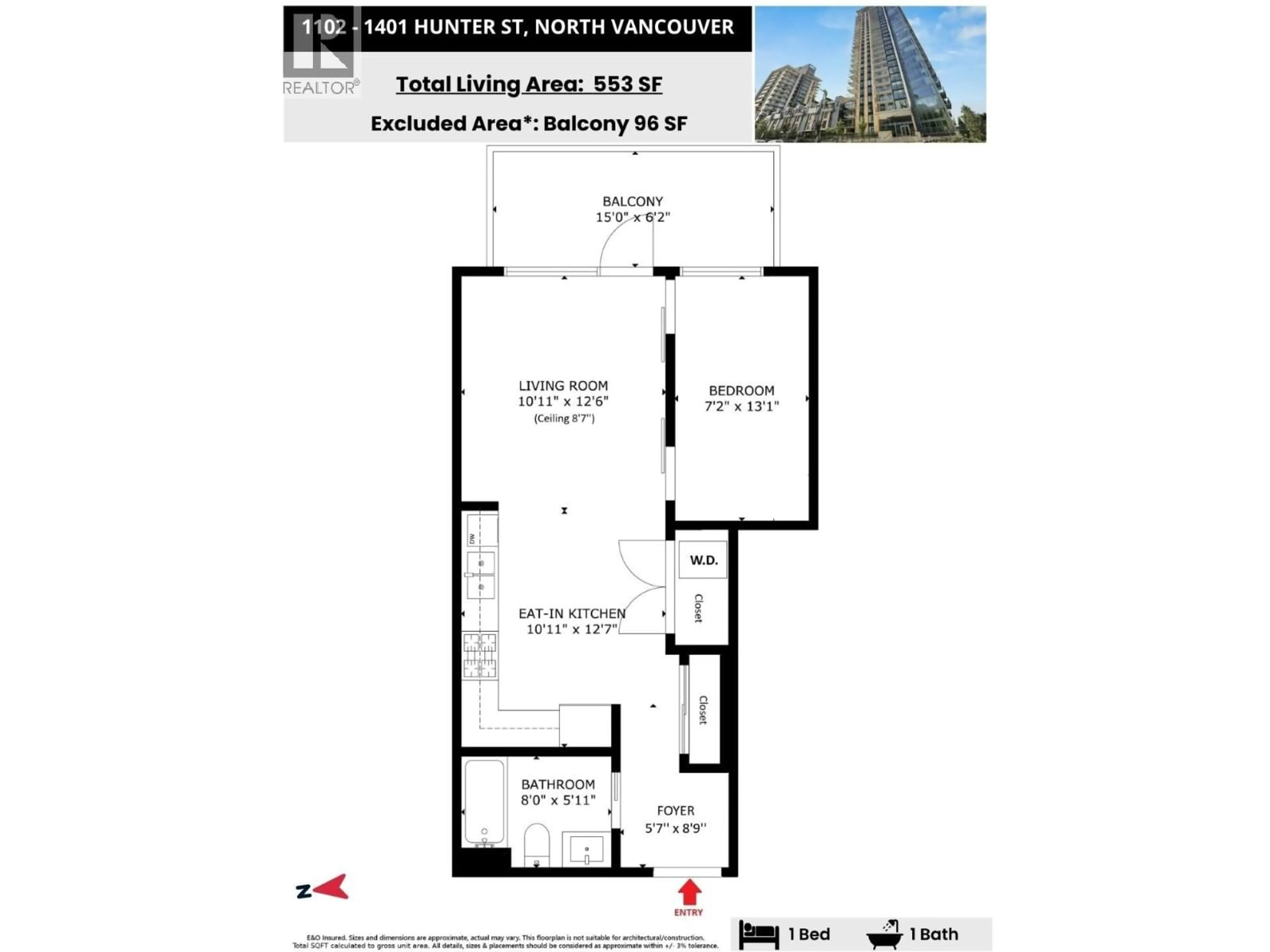Floor plan for 1102 - 1401 HUNTER STREET, Vancouver British Columbia V7J0E2