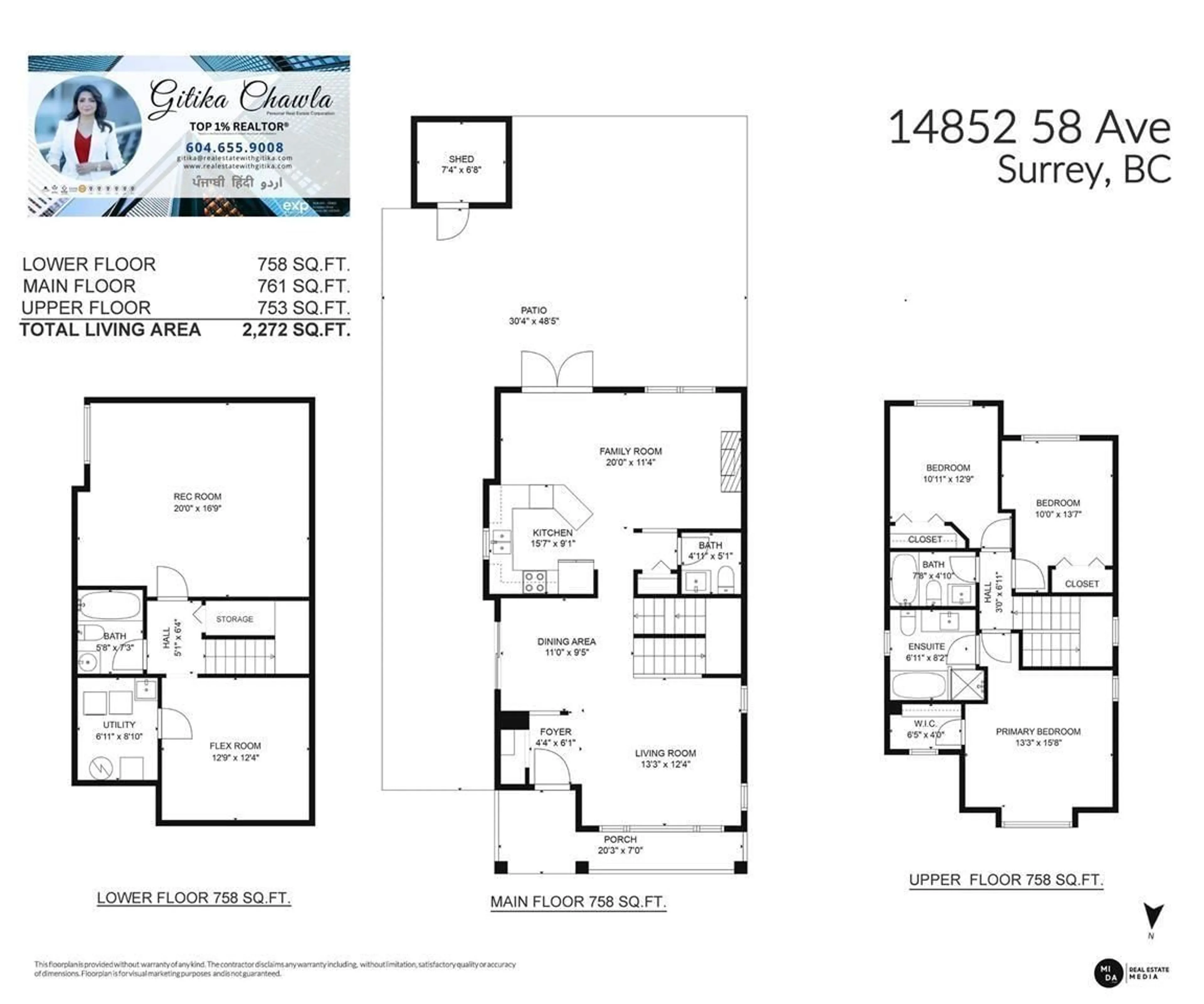 Floor plan for 14852 58 AVENUE, Surrey British Columbia V3S8W4