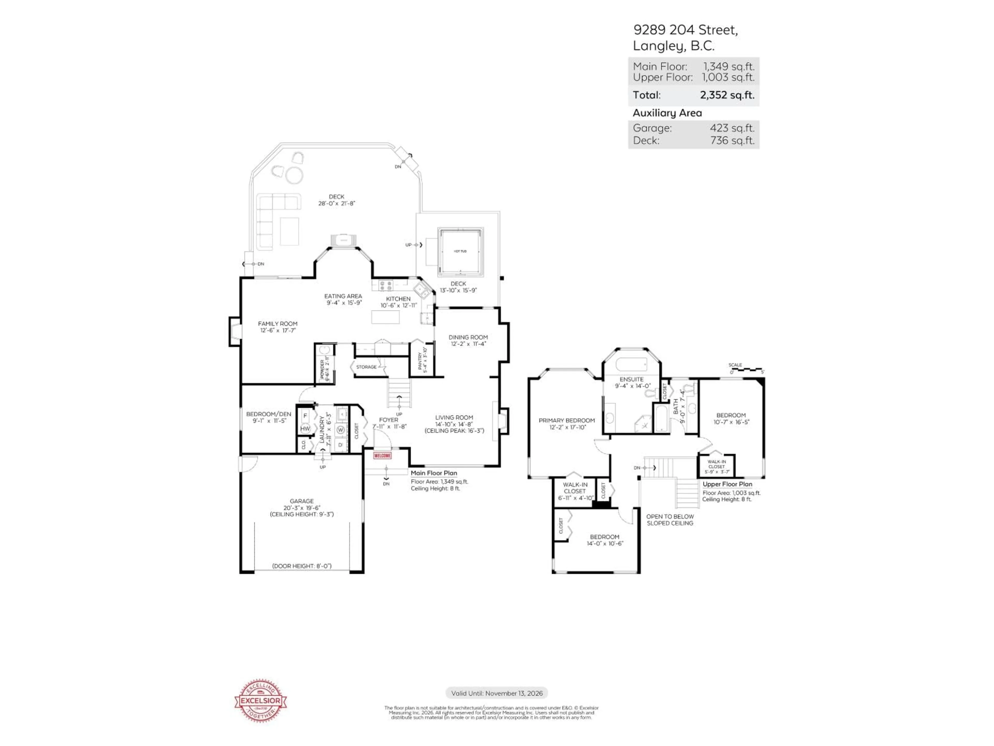 Floor plan for 9289 204 STREET, Langley British Columbia V1M2L8