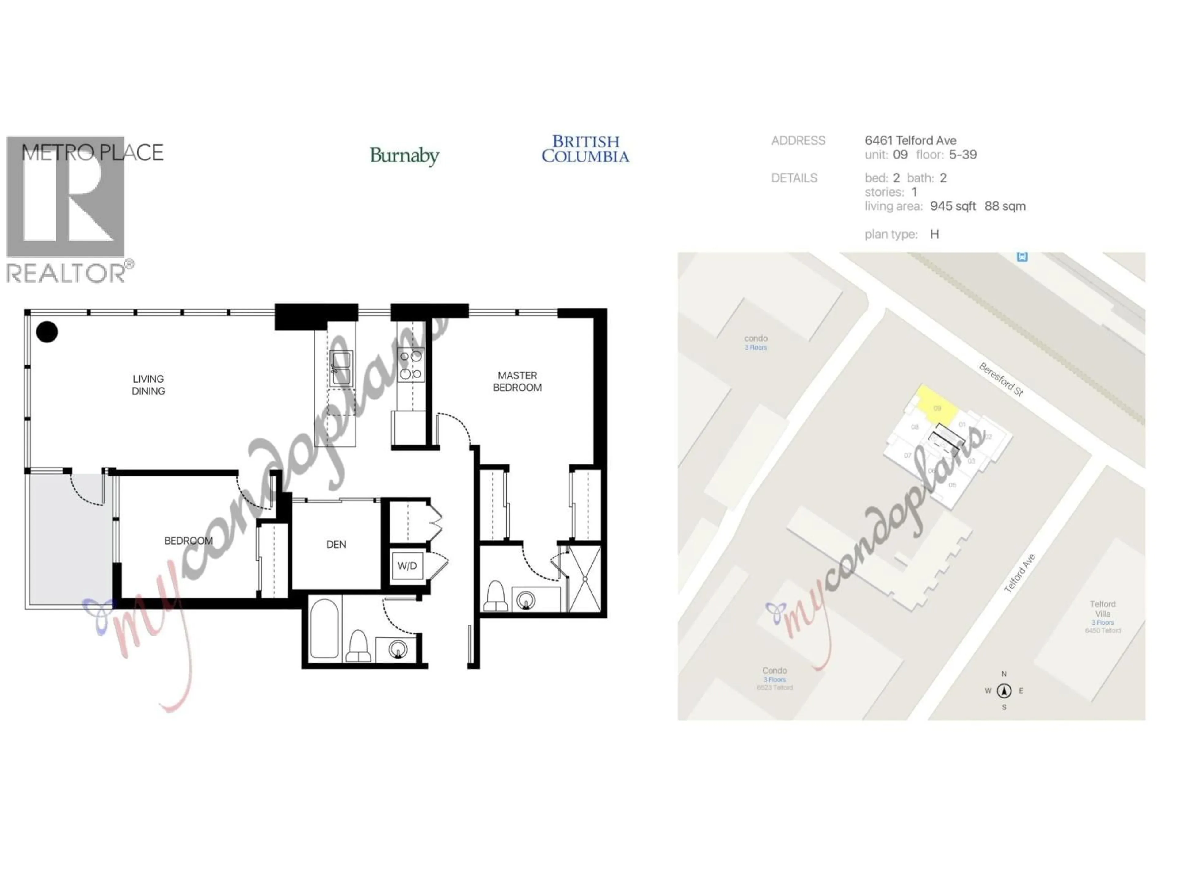 Floor plan for 2909 - 6461 TELFORD AVENUE, Burnaby British Columbia V5H0B7