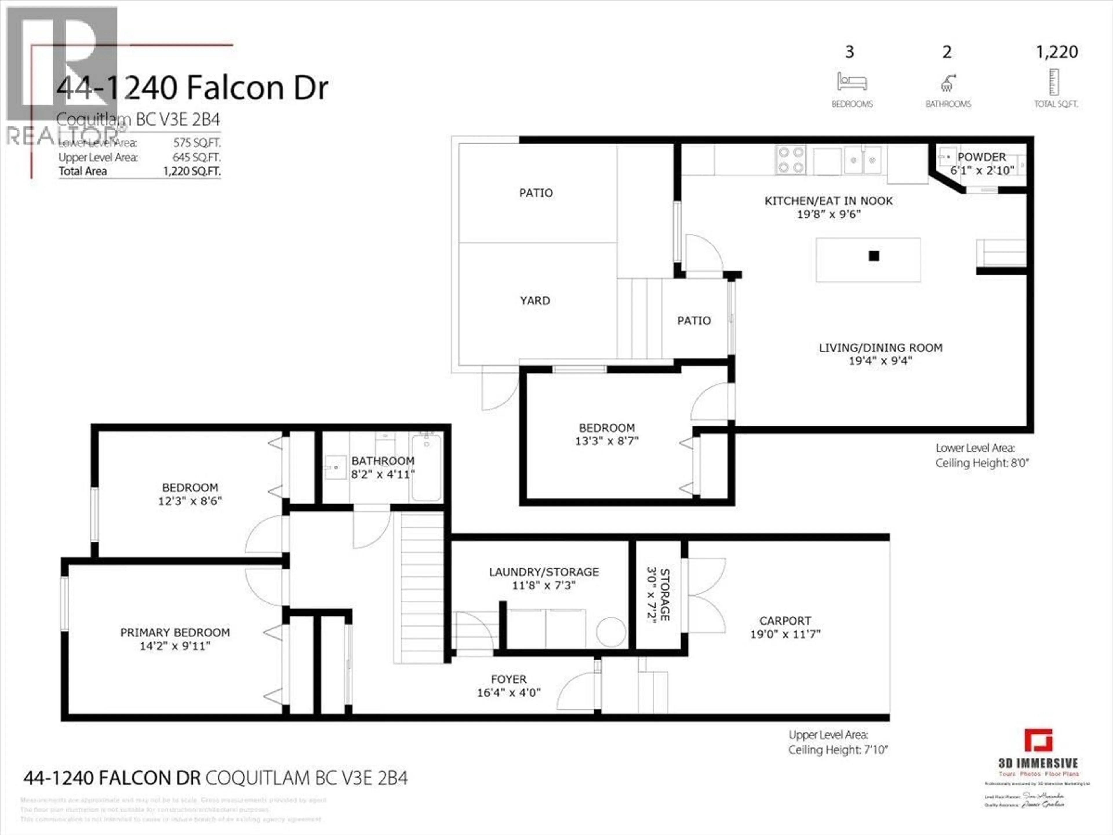 Floor plan for 44 - 1240 FALCON DRIVE, Coquitlam British Columbia V3E2B4