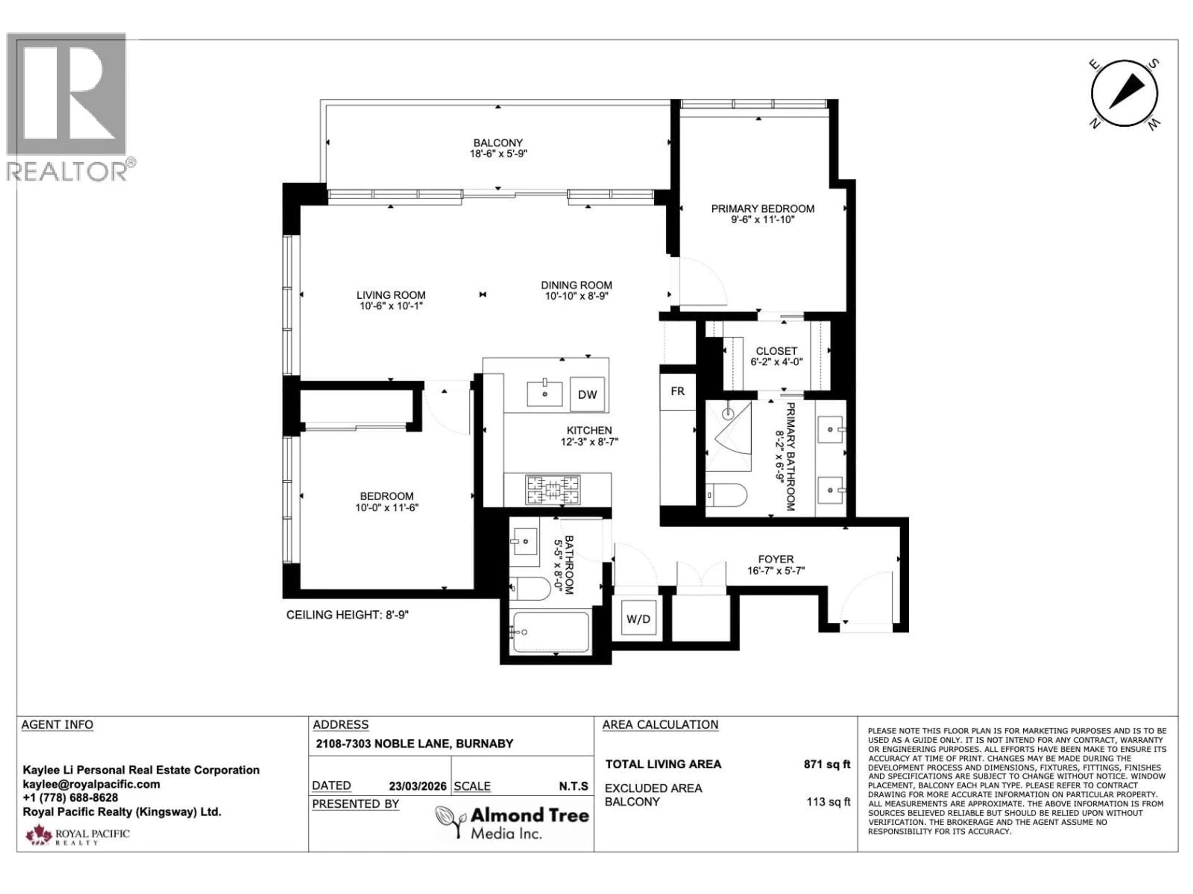 Floor plan for 2108 - 7303 NOBLE LANE, Burnaby British Columbia V3N0H2
