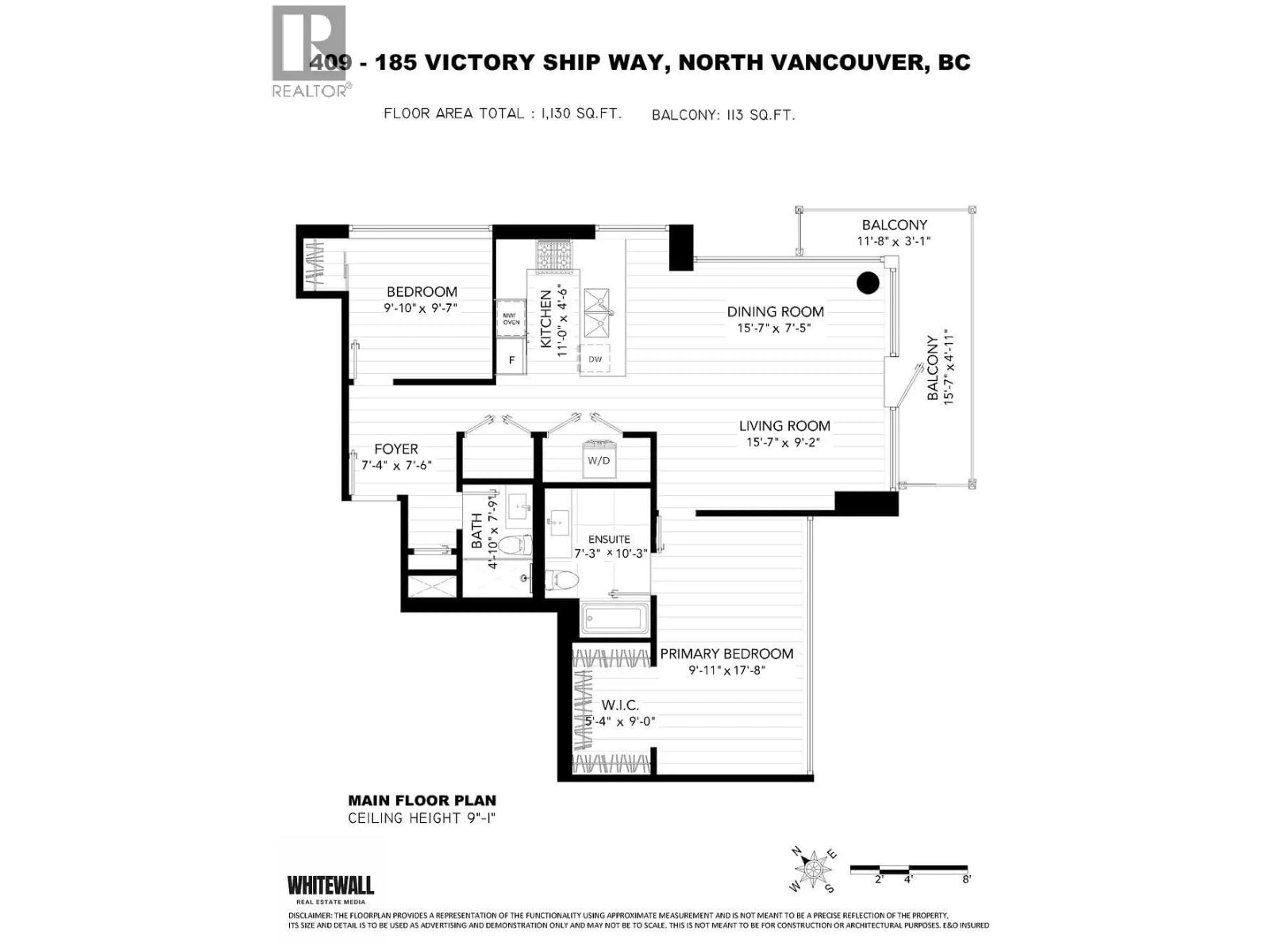 Floor plan for 409 - 185 VICTORY SHIP WAY, North Vancouver British Columbia V7L0G2