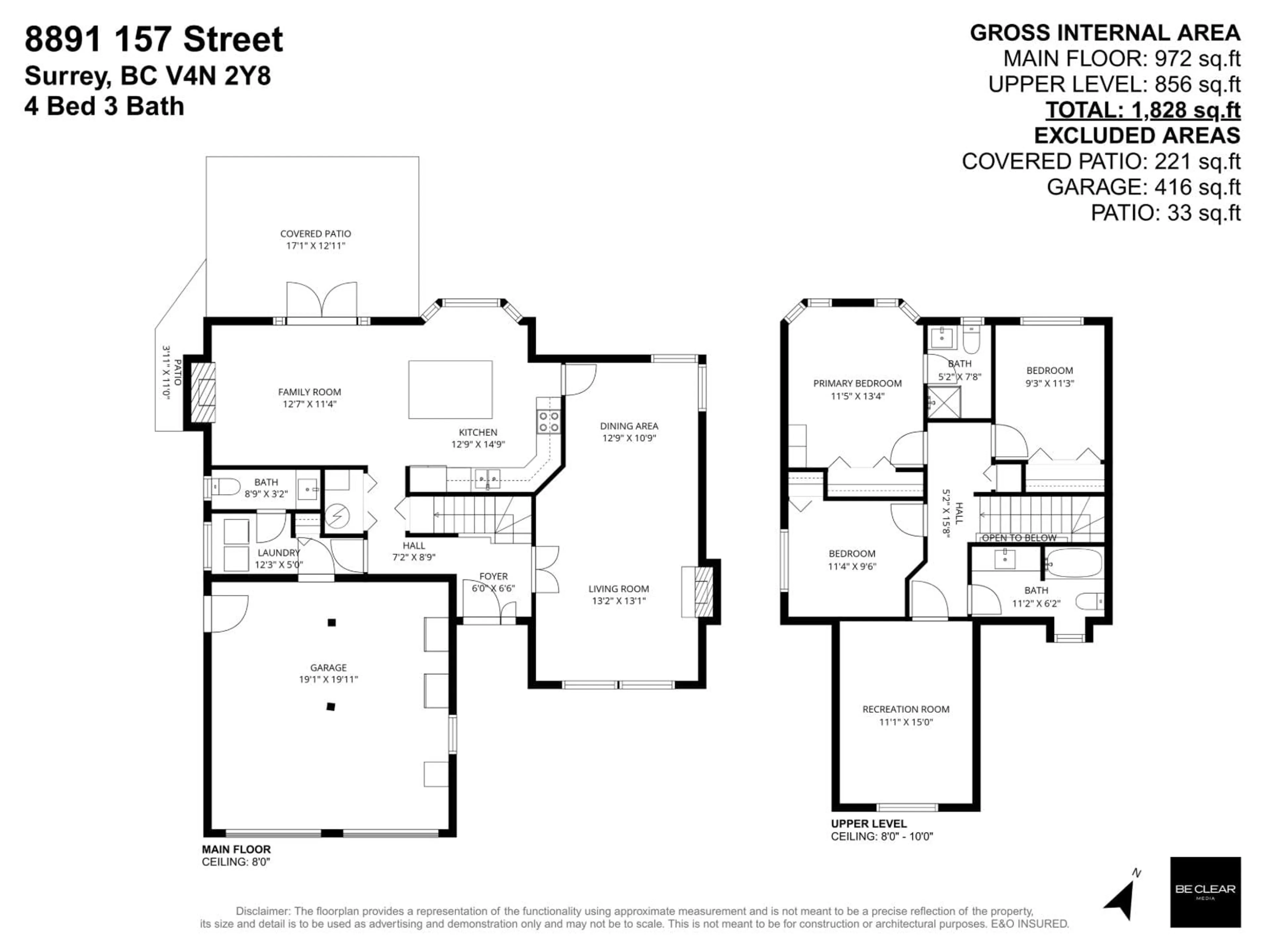 Floor plan for 8891 157 STREET, Surrey British Columbia V4N2Y8
