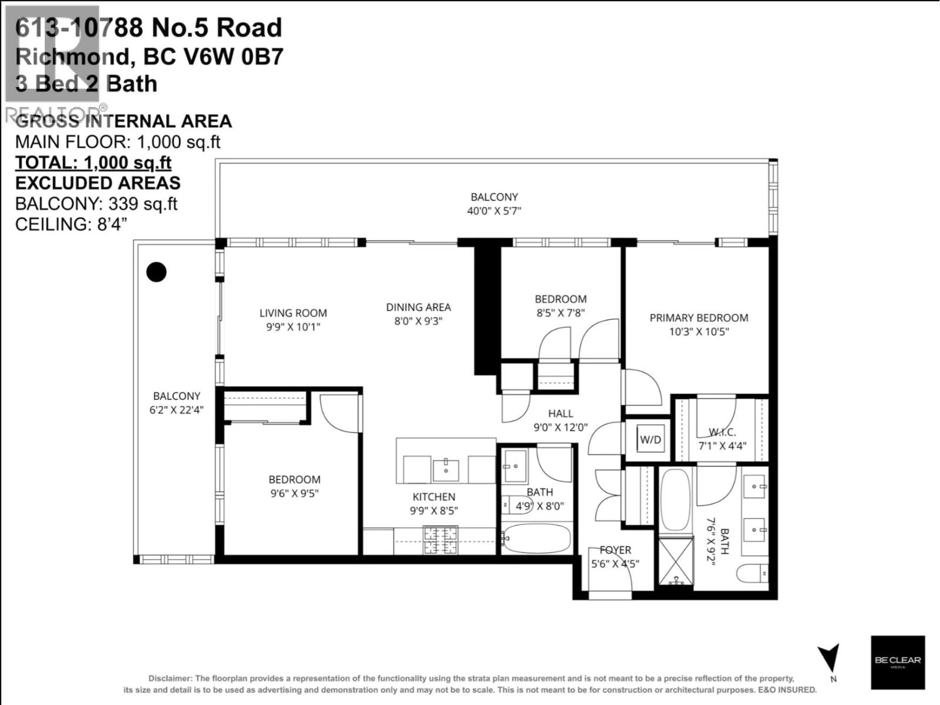 Floor plan for 613 - 10788 NO. 5 ROAD, Richmond British Columbia V6W0B7