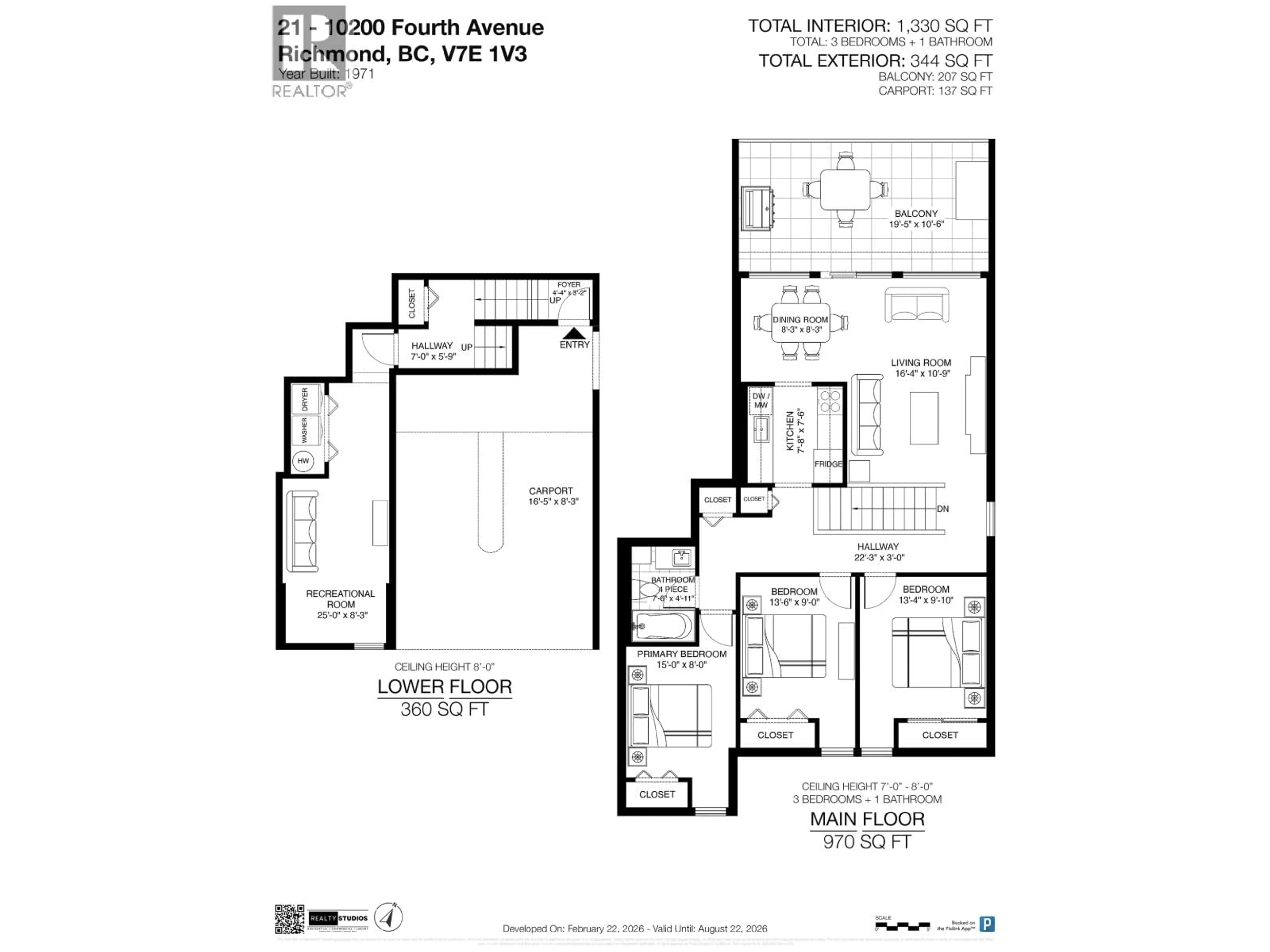 Floor plan for 21 - 10200 4TH AVENUE, Richmond British Columbia V7E1V3