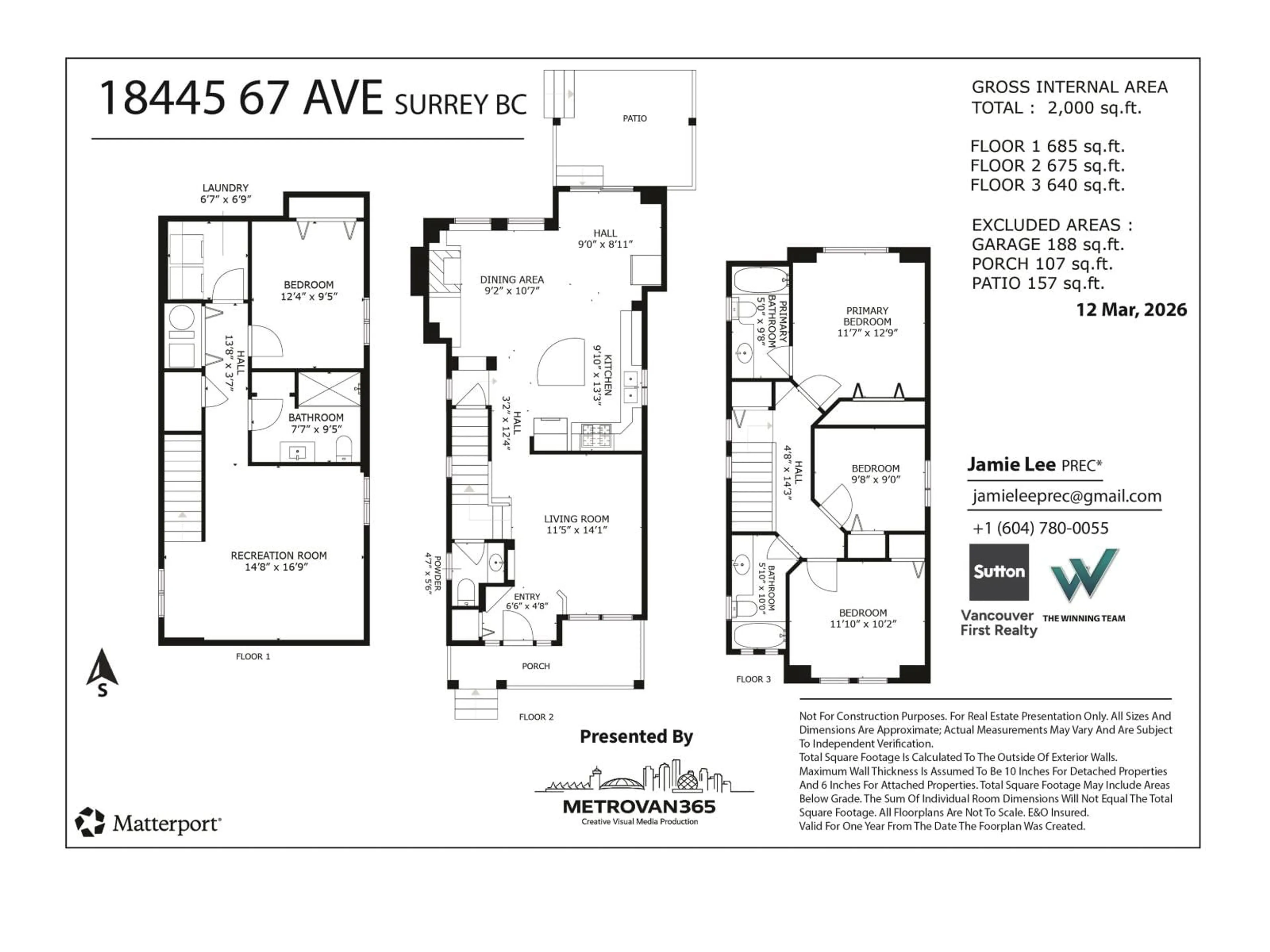 Floor plan for 18455 67 AVENUE, Surrey British Columbia V3S9A8