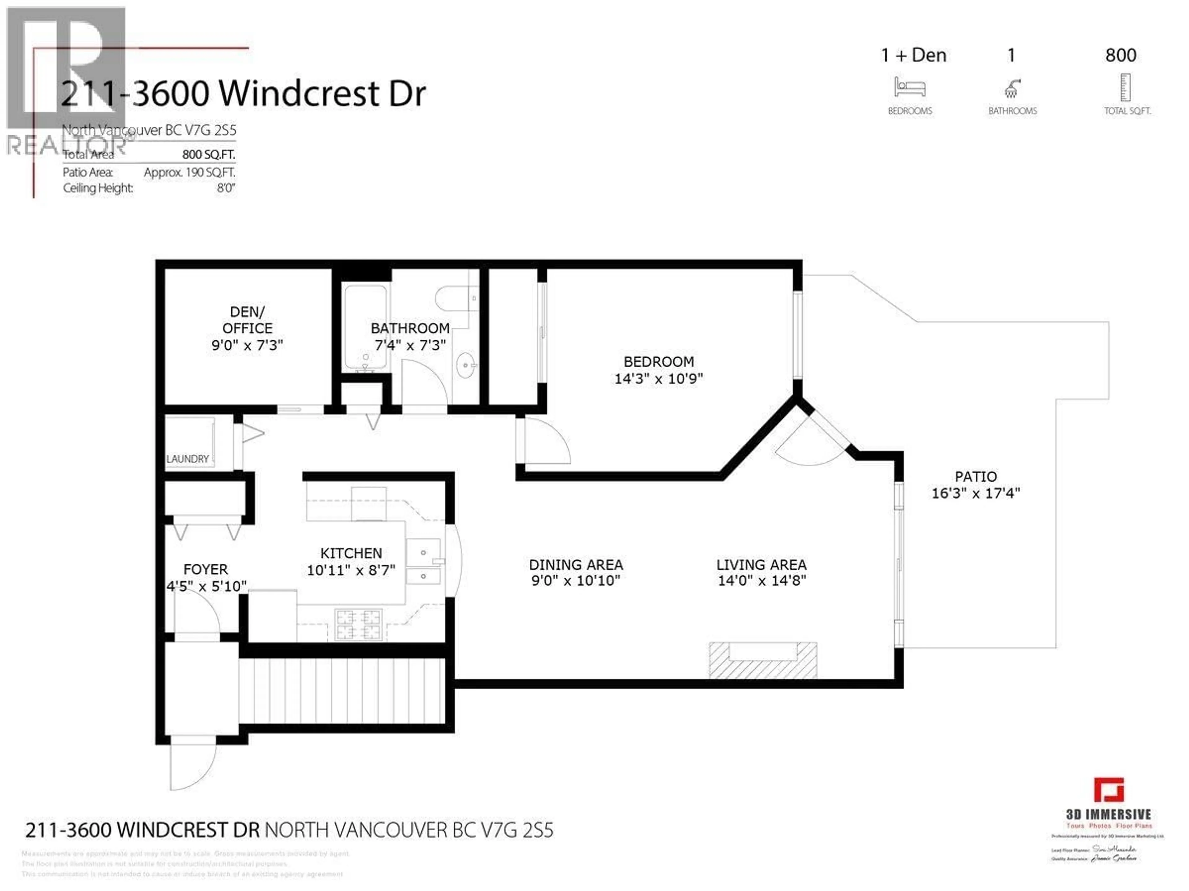 Floor plan for 211 - 3600 WINDCREST DRIVE, North Vancouver British Columbia V7G2S5