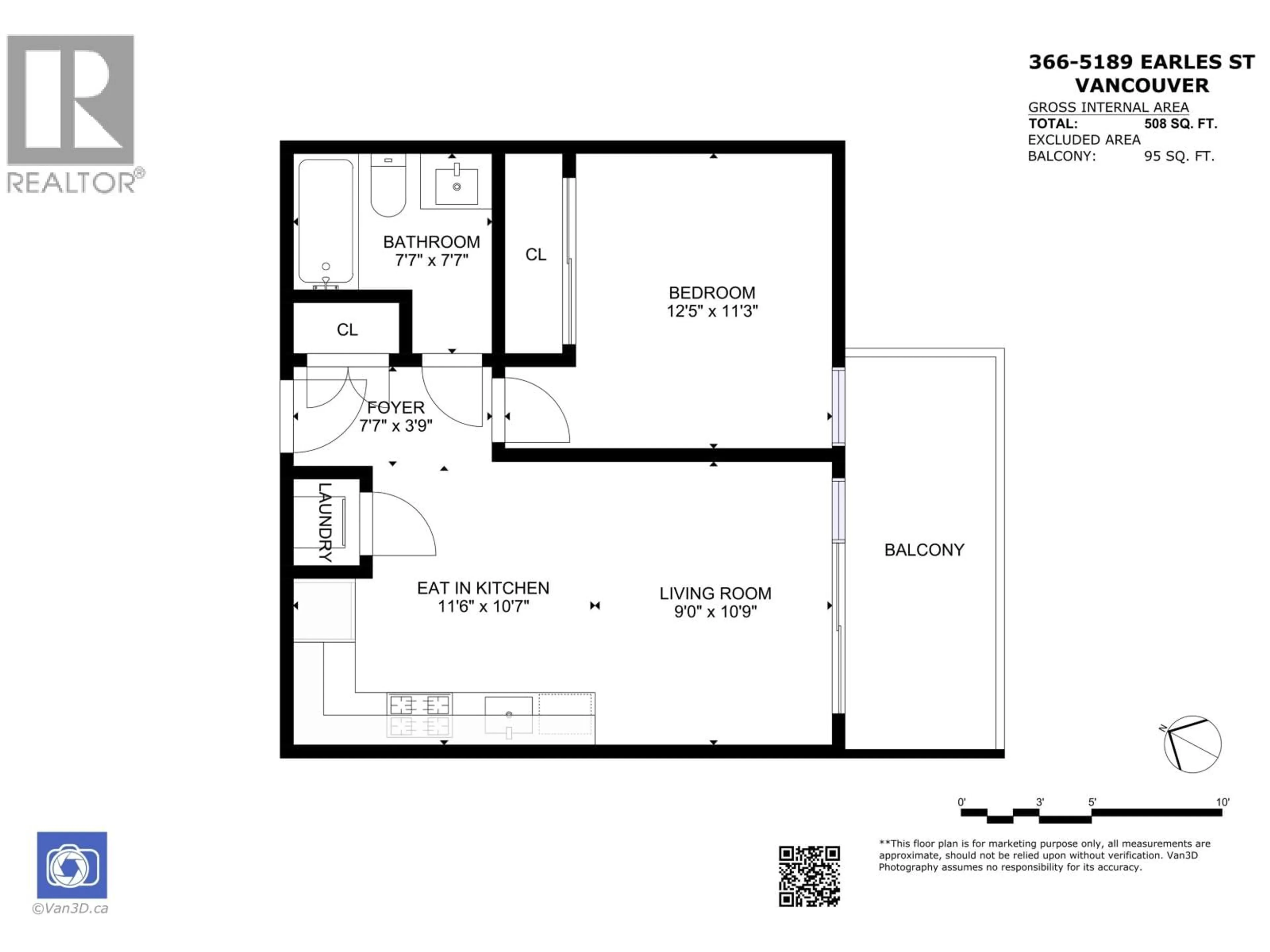 Floor plan for 366 - 5189 EARLES STREET, Vancouver British Columbia V5R0M7