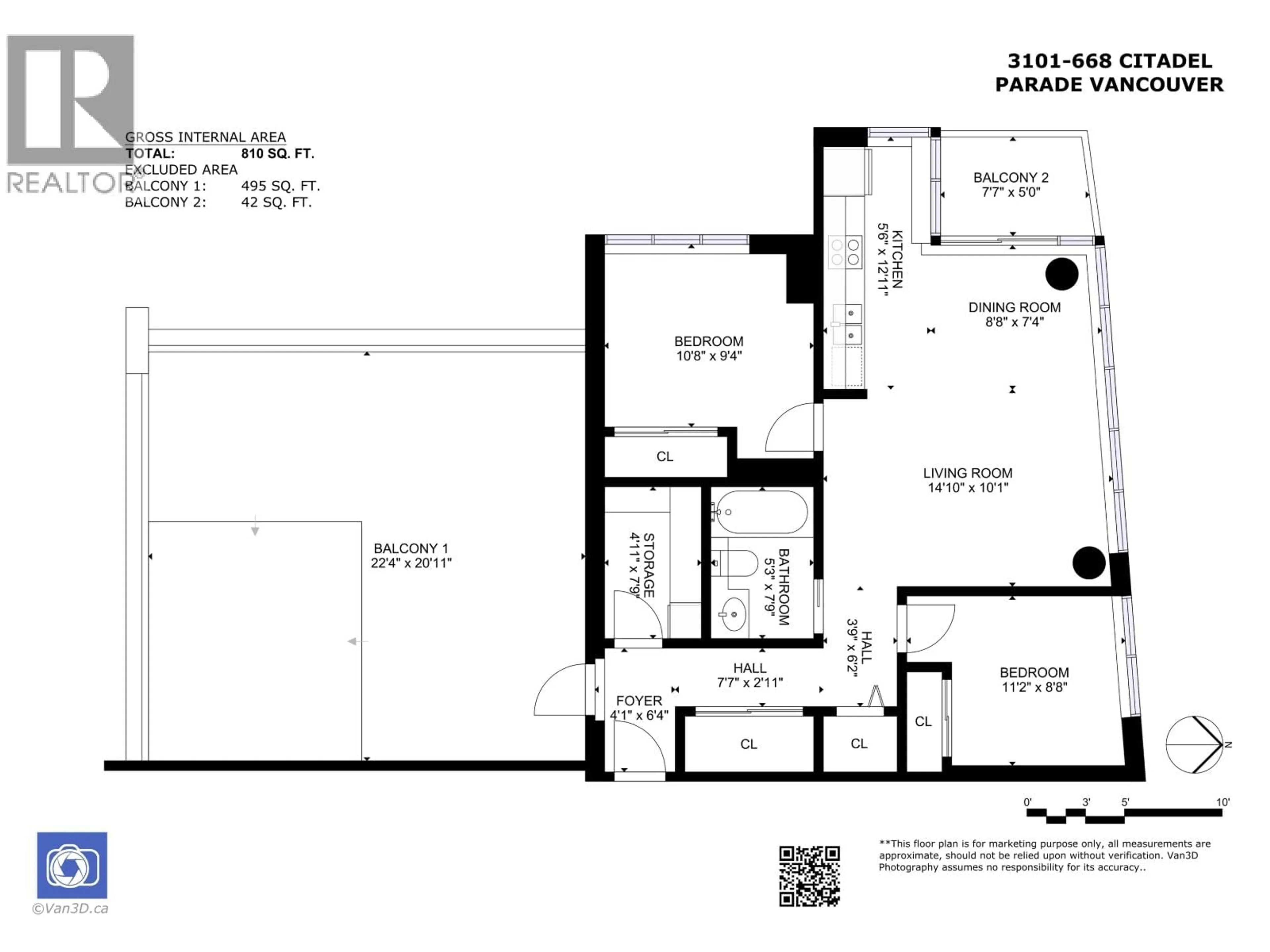 Floor plan for 3101 - 668 CITADEL PARADE, Vancouver British Columbia V6B1W6
