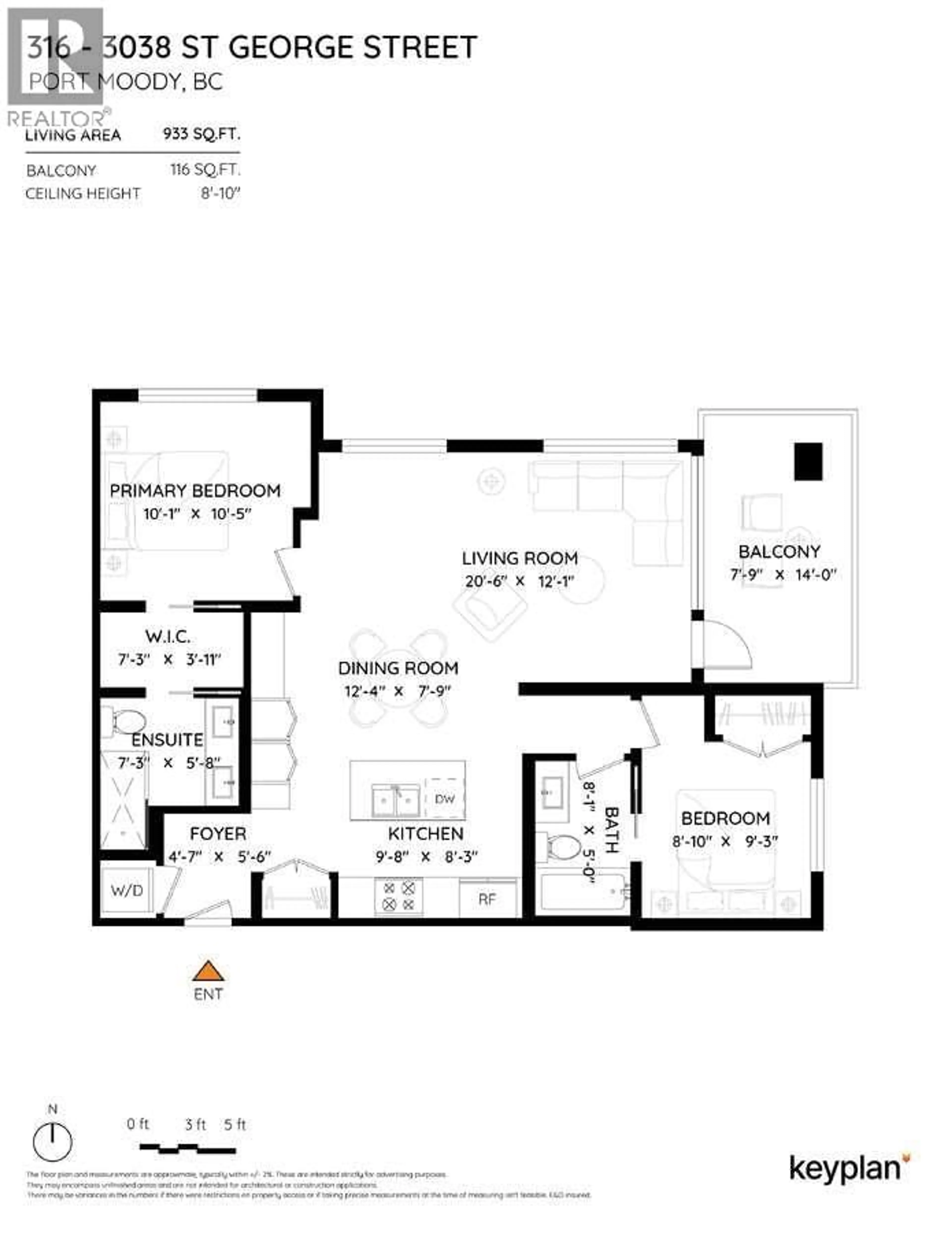 Floor plan for 316 - 3038 ST GEORGE STREET, Port Moody British Columbia V3H0L3