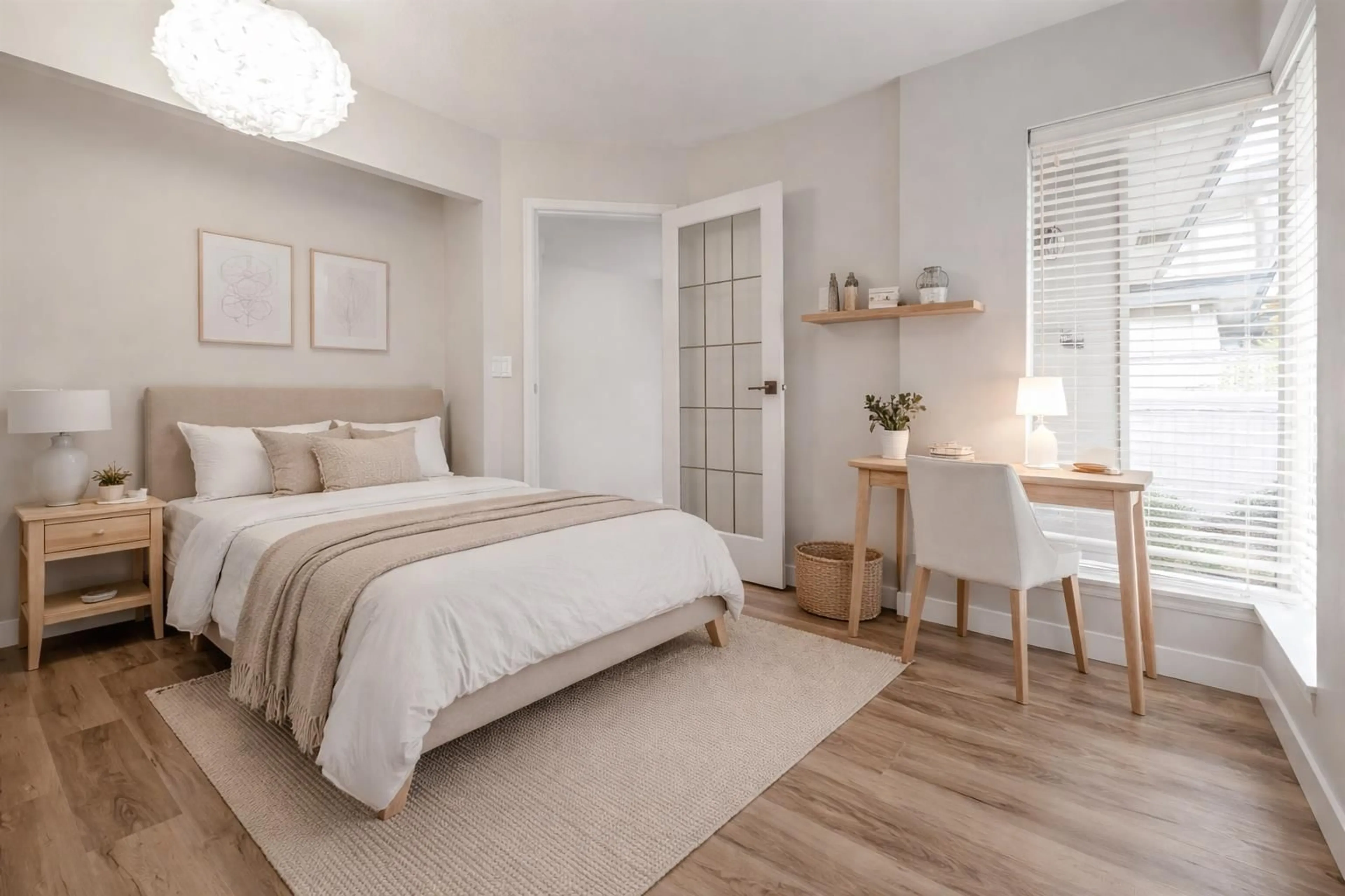 Bedroom with bed, wood/laminate floor for 1 - 14251 18A AVENUE, Surrey British Columbia V4A7N8