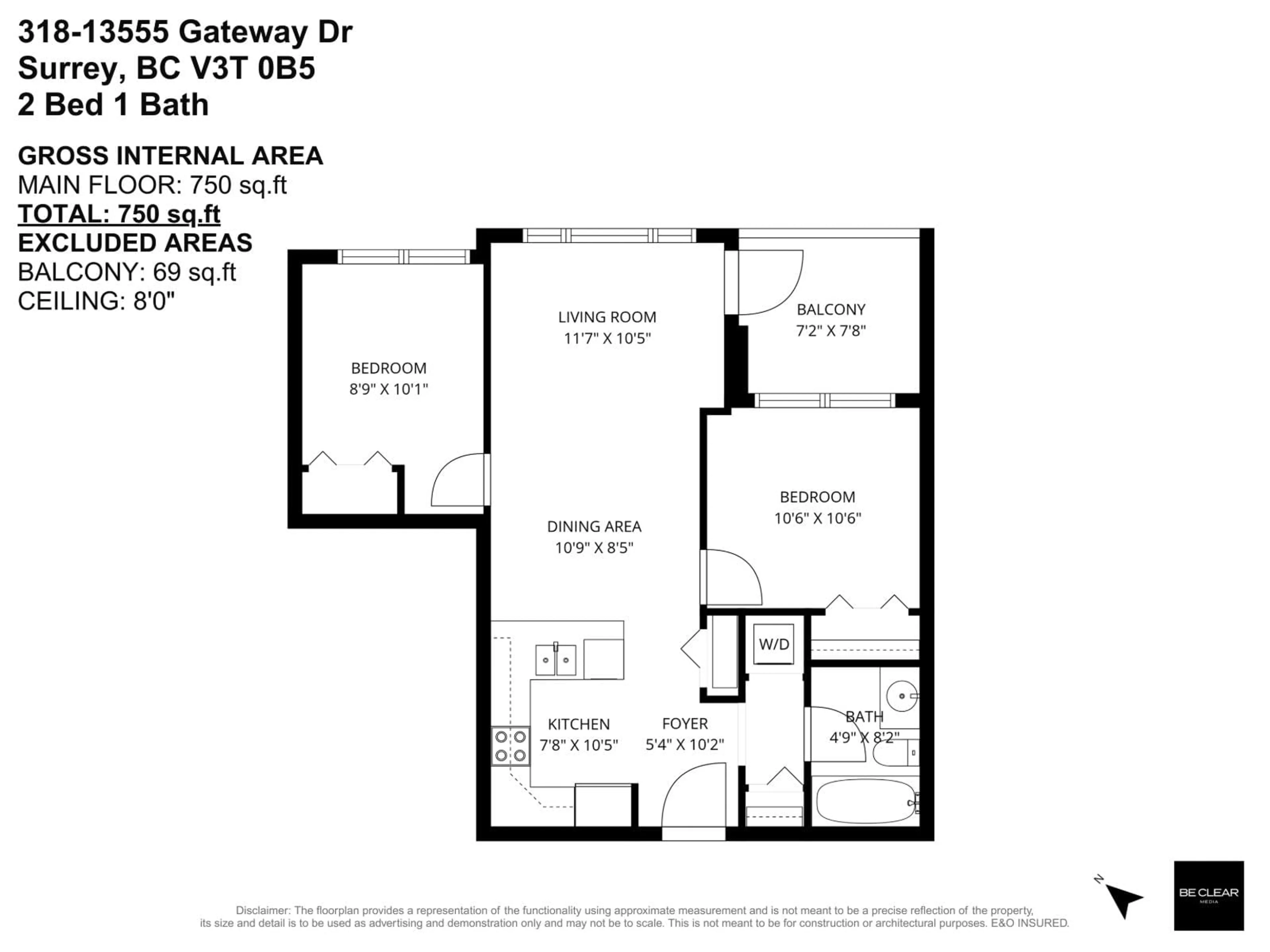 Floor plan for 318 - 13555 GATEWAY DRIVE, Surrey British Columbia V3T0B5
