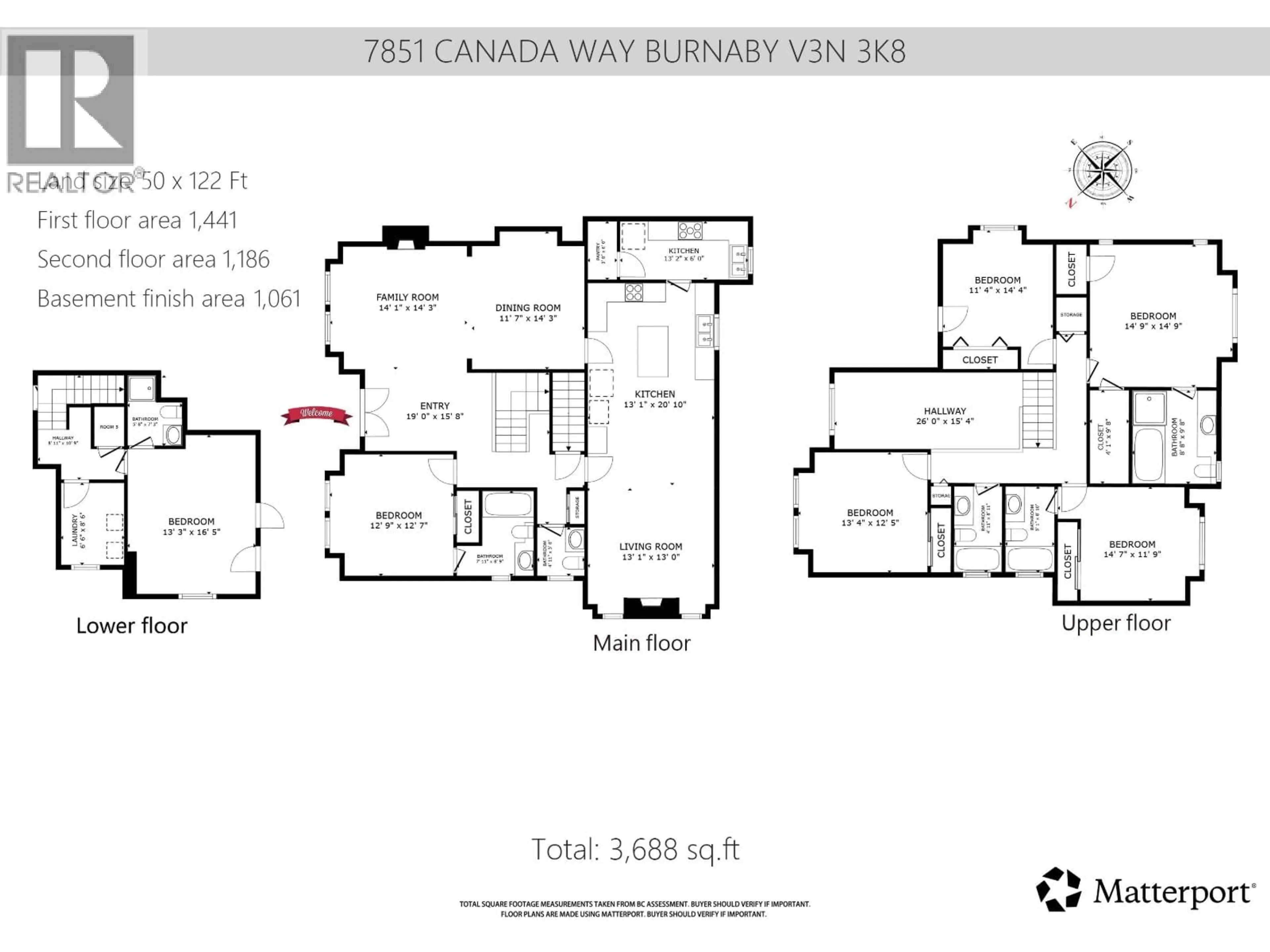Floor plan for 7851 CANADA WAY, Burnaby British Columbia V3N3K8