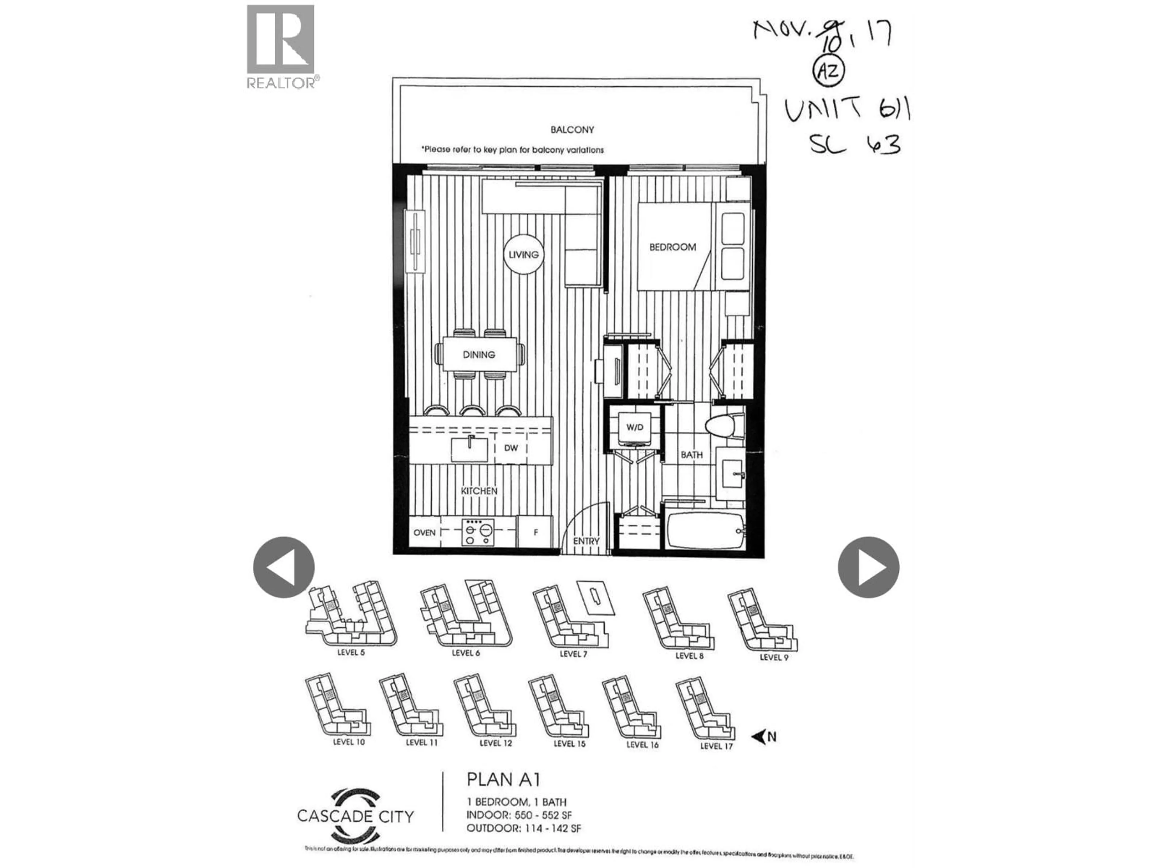 Floor plan for 611 - 5788 GILBERT ROAD, Richmond British Columbia V7C0G1